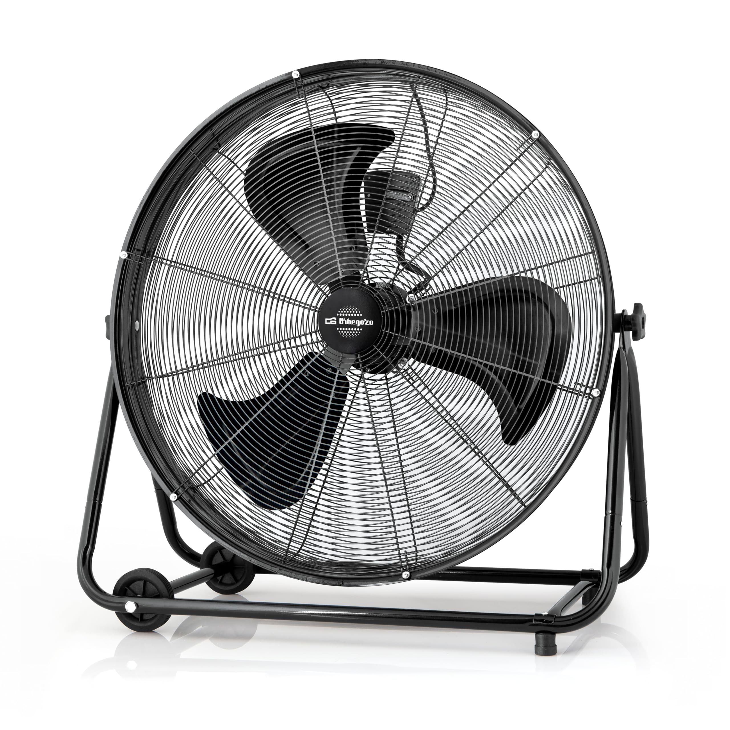 Orbegozo Pwt 3075 Ventilateur industriel Power Fan, tête inclinable, pales métalliques de 75 cm, 3 vitesses de ventilation, roues de transport, 200 W, métal