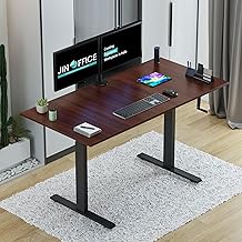 Jin Office Vertex Manual Height Adjustable Table| Adjustable Desk with Hand Crank| Sit Stand Desk| Ergonomic Table for Home Office, 3 Year Warranty,80 Kg Wt. Cap| Black & Brown|1500*750mm/ 25MM Thick