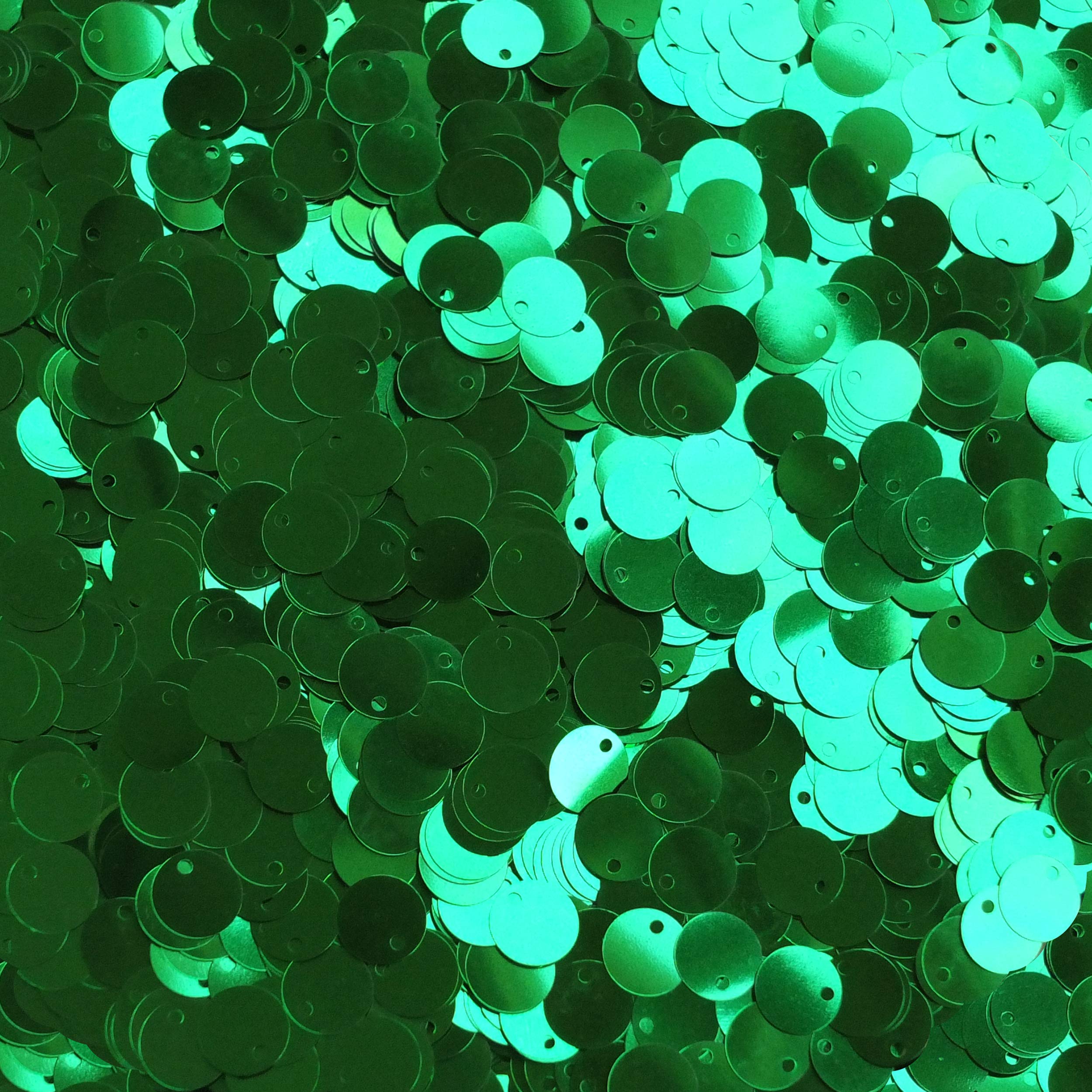 8mm Flat Sequins Green Metallic Medium Top Hole Made in USA