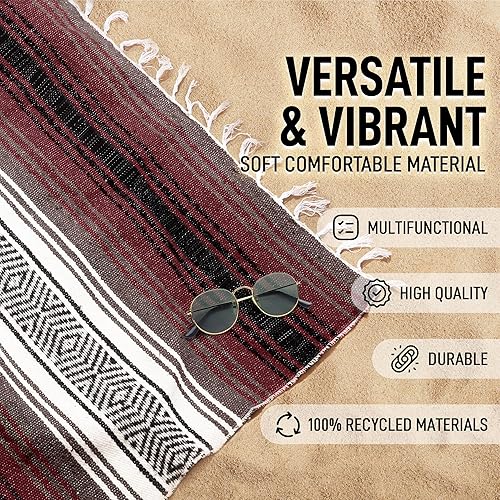 Miniatura 4 de Mantas mexicanas hechas a mano, manta de sarape tejida a mano, auténtica manta, ideal como manta de playa, manta de camping, manta de picnic, manta