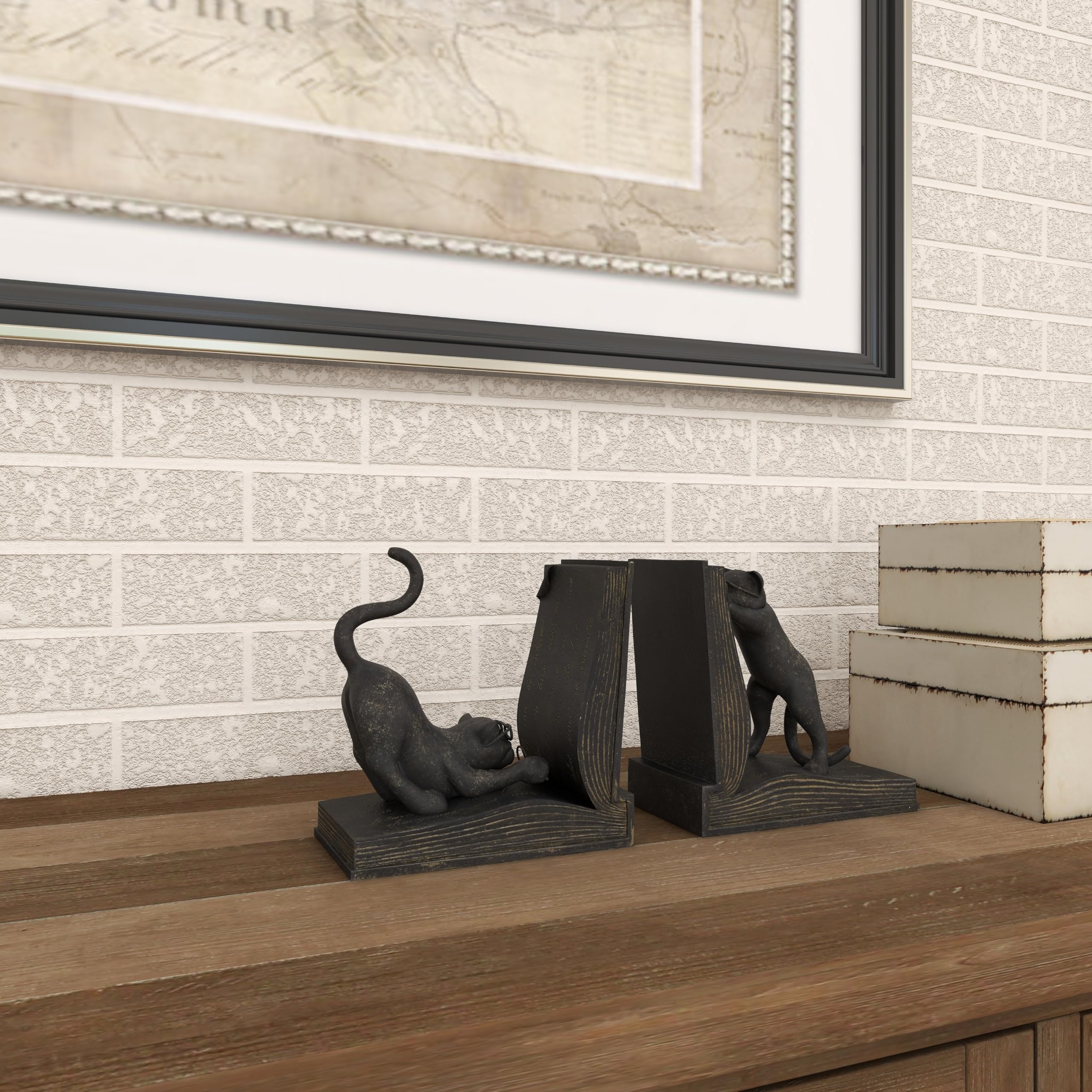 Deco 79 Gato de Polystone sujetalibros Par para Libros Lovers- (44690)