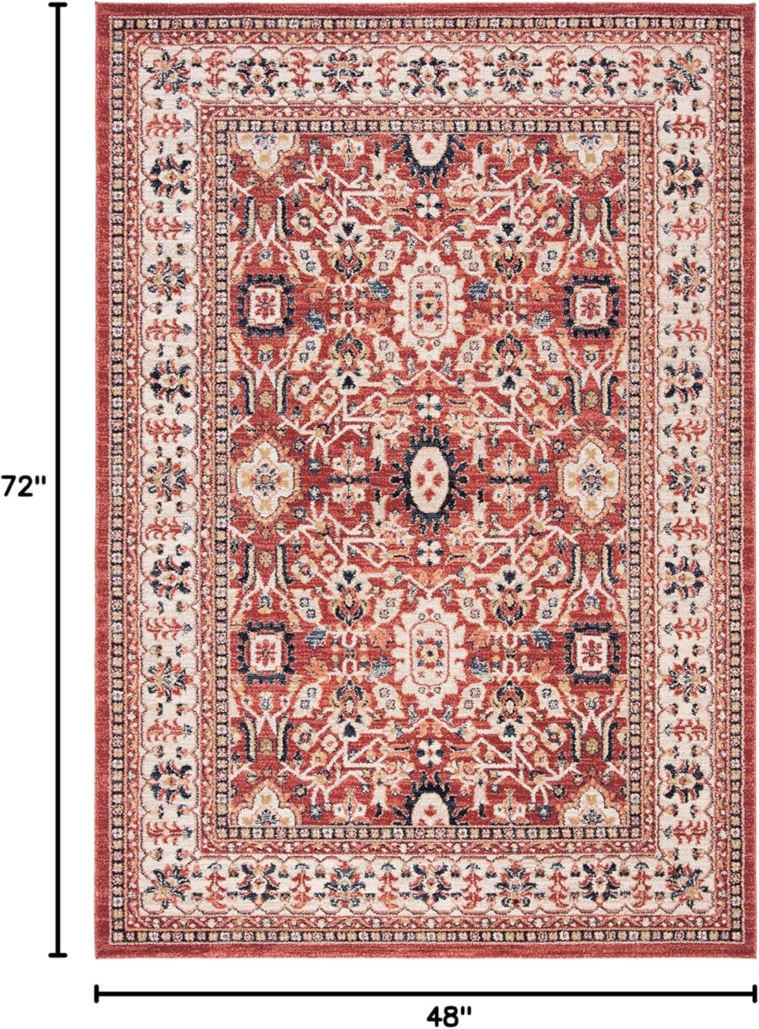 SAFAVIEH Charleston Collection Accent Rug - 4' x 6', Red & Ivory, Oriental Distressed Design, Non-Shedding & Easy Care, Ideal for High Traffic Areas in Entryway, Living Room, Bedroom (CHL412Q)