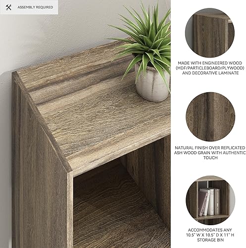 Miniatura 274 de Signature Design by Ashley Paxberry Coastal - Organizador de almacenamiento o librero moderno de 6 cubos, color blanqueado, diseño costero