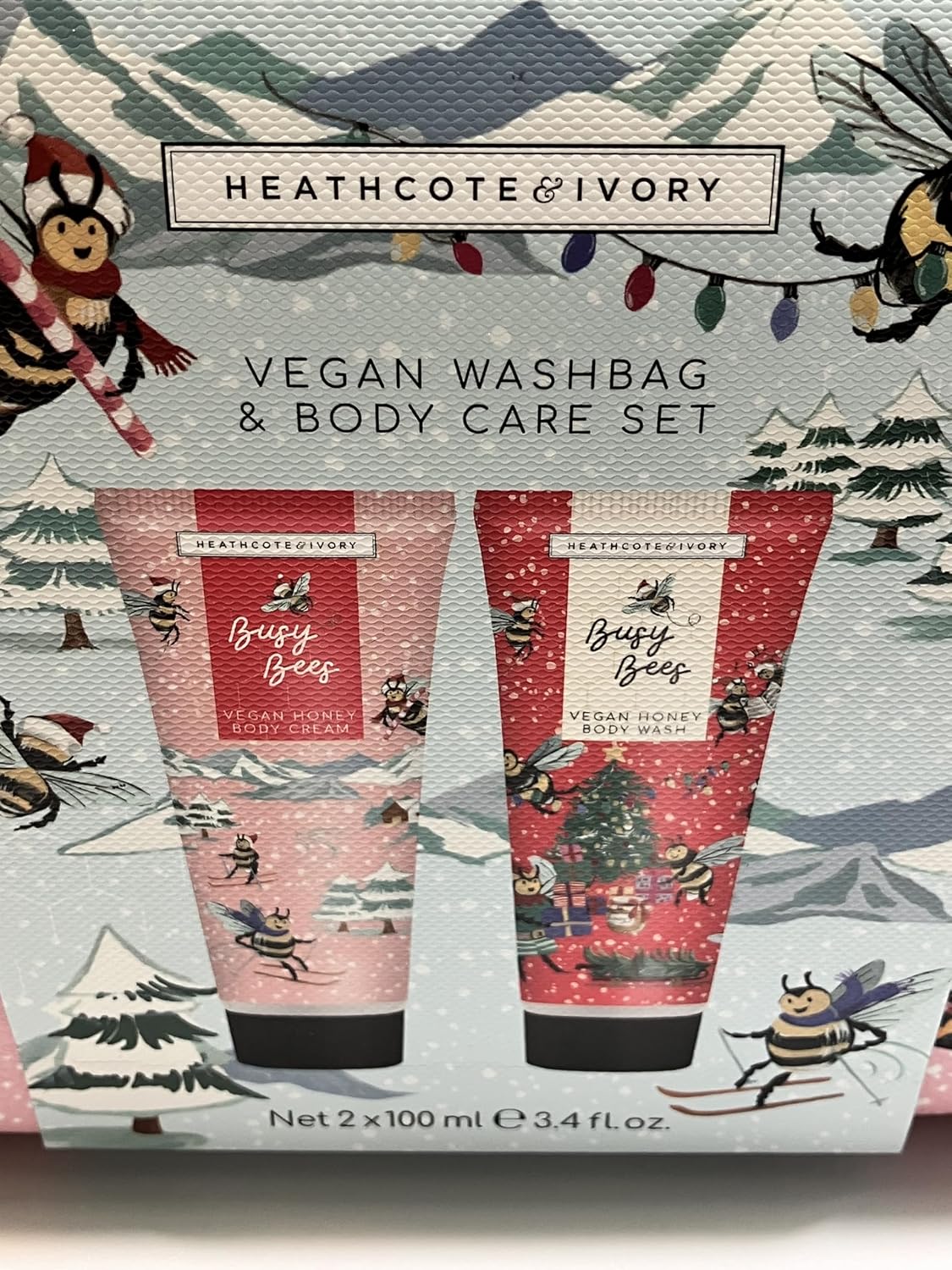 Heathcote & Ivory Busy Bees Skiing Vegan Bodycare Duo Bag Wash & Hand Cream