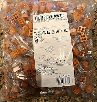 Wago 773-104 4-Pin PUSH WIRE Connectors for Junction Boxes - 500 PK