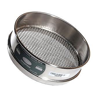 Advantech Stainless Steel Test Sieves, 12" Diameter, #6 Mesh, Half Height