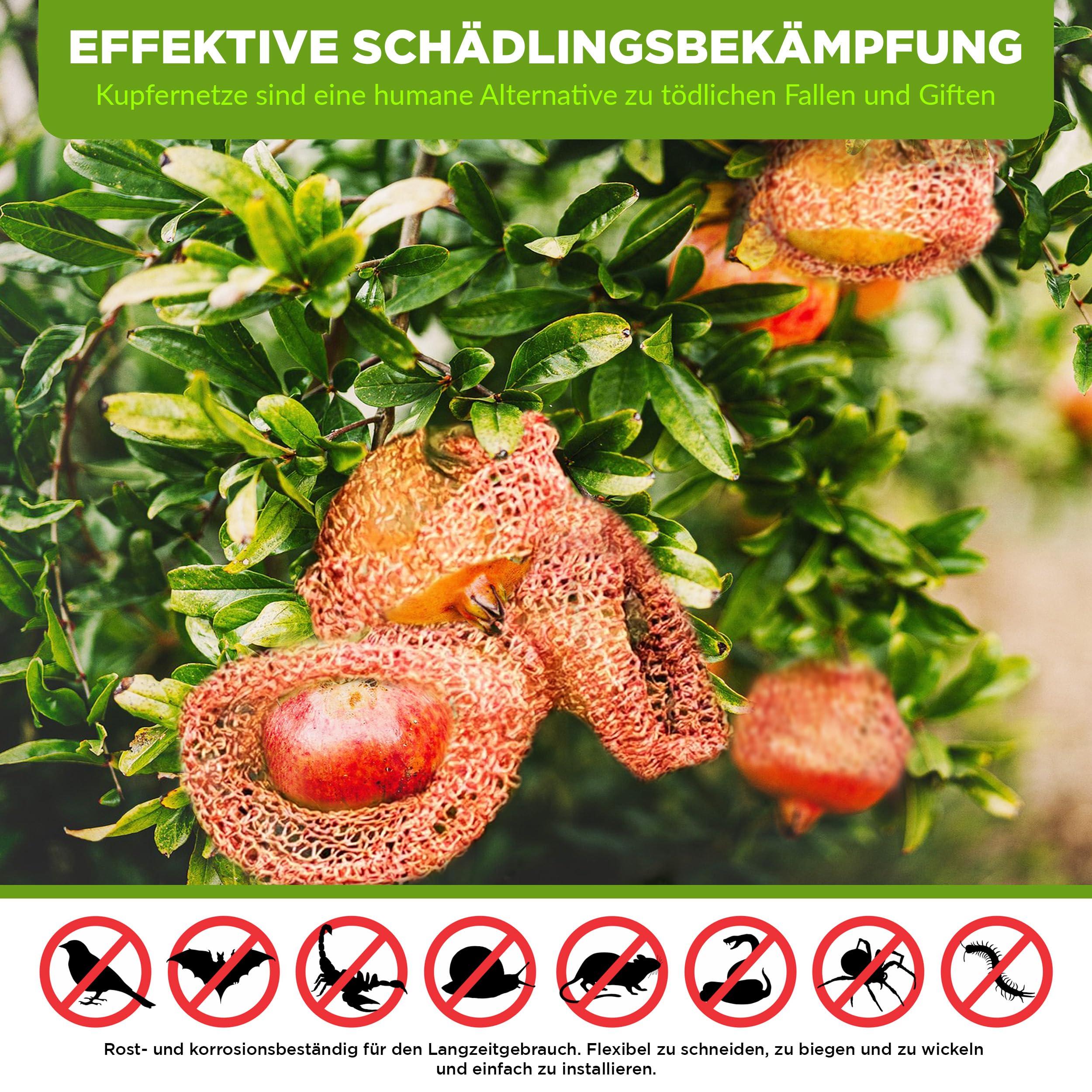 ISOTRONIC Kupfernetz zum Schutz vor Schnecken & Mäusen – 18m Kupfergitter als Schneckenschutz & Nagetierabwehr – Kupfergewebe für Beete & zum Abdichten von Löchern – Kupferband für innen & außen