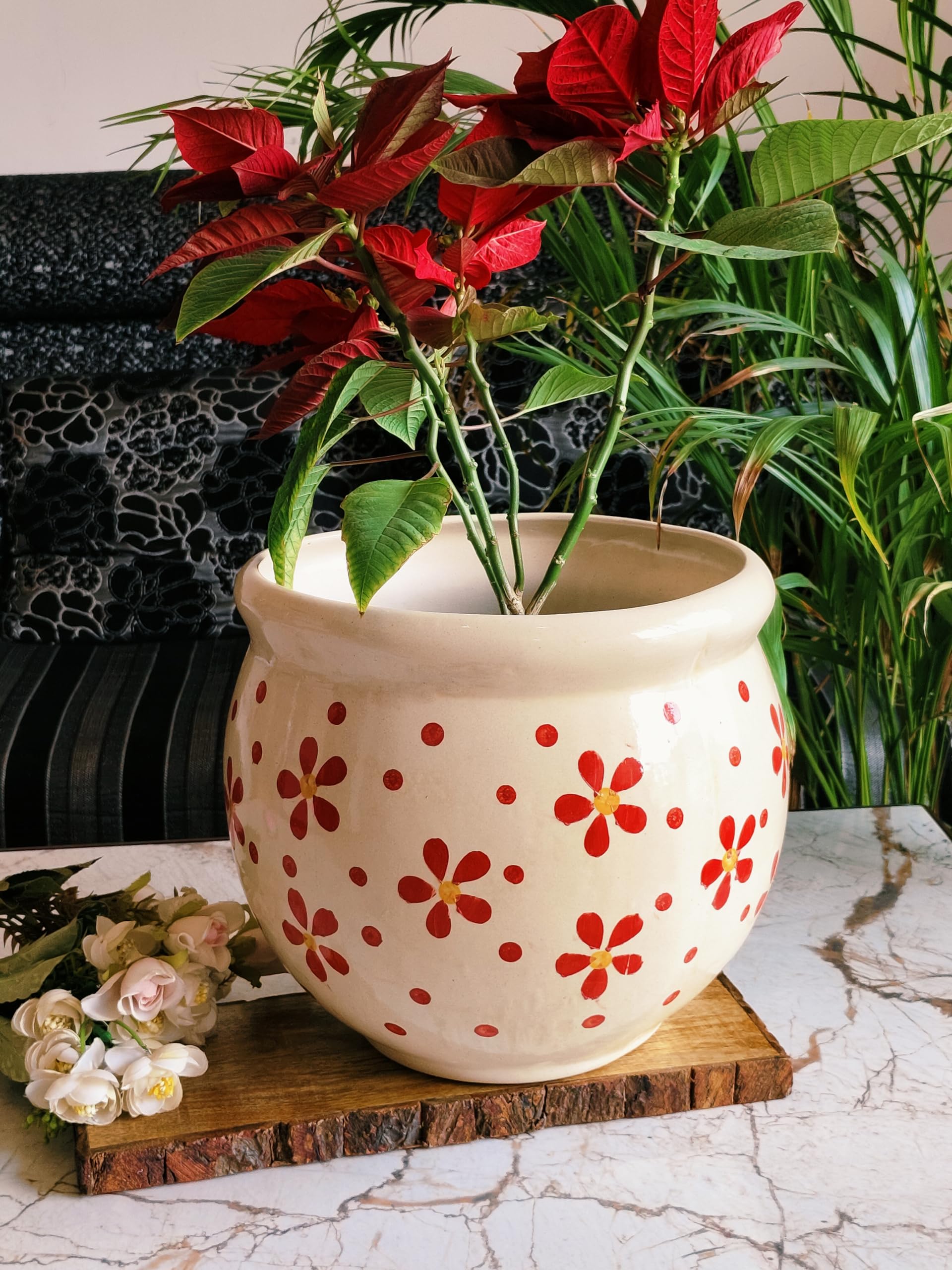 Niyara Blue Handpainted Ceramic Planters - Large -9