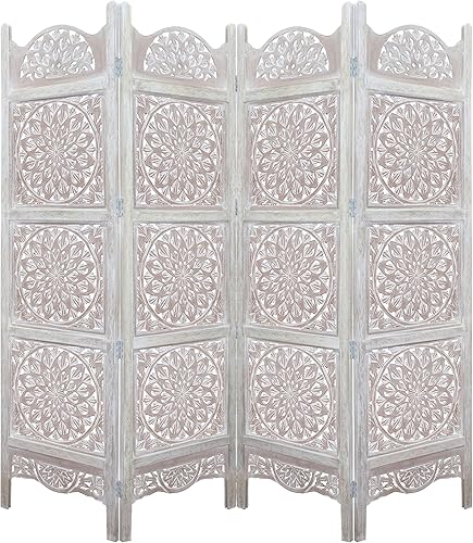 Miniatura 12 de Biombo Divisor de Habitación de Madera - Árbol Arbor Marrón Antiguo - Hecho a Mano 60 x 72 pulgadas Tres Paneles Plegables - Pantalla Decorativa