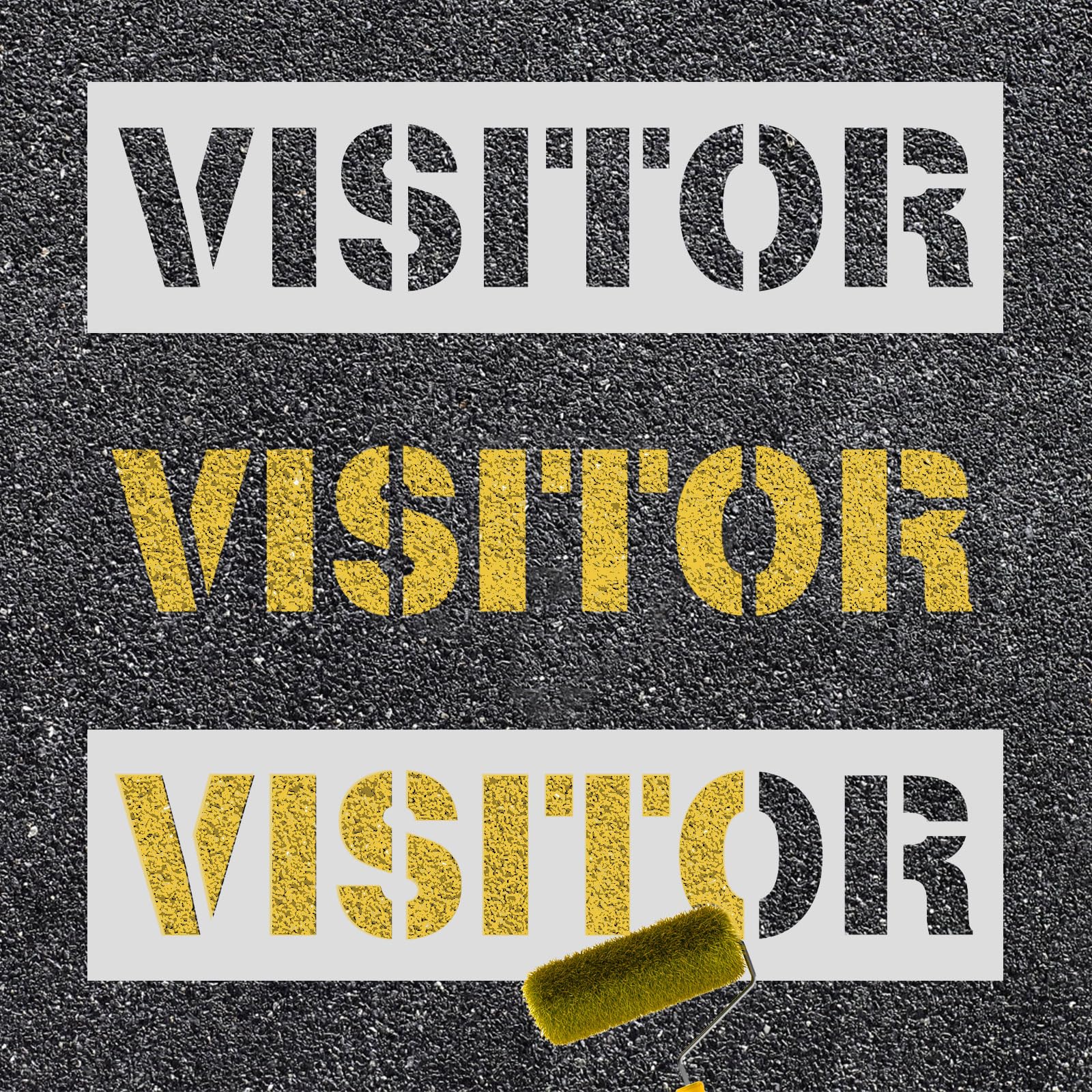 2pcs Visitor Parking Stencil, 6in Letter Stencils for Painting Reusable Parking Lot Paint Template for Parking Lot Concrete Curb Asphalt Reserved Guest Spaces Customers Residents