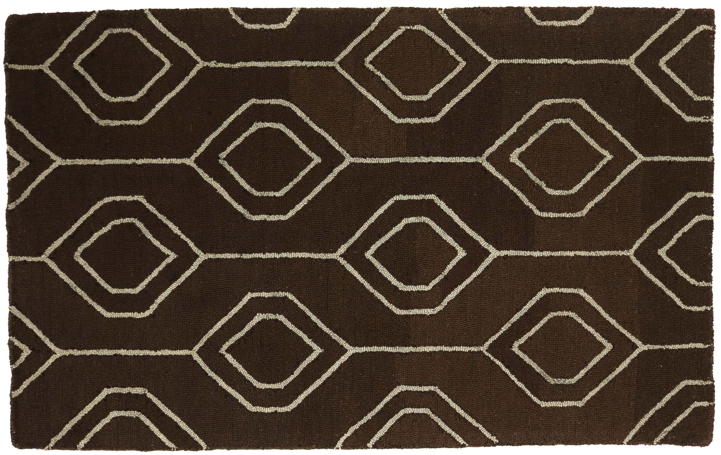 Tapis fait main 160x230 cm marron au tissage moderne et artisanat d'art unique