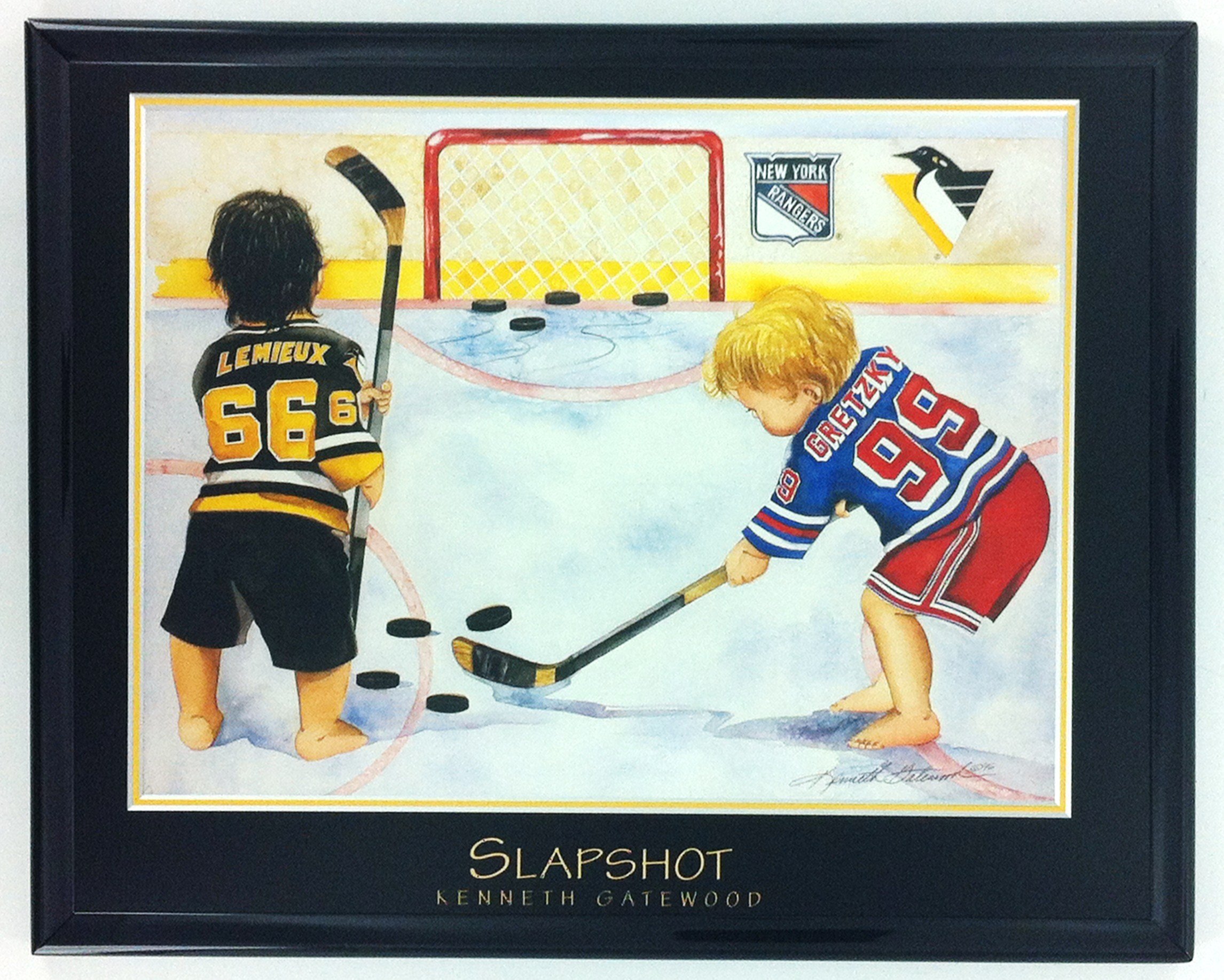 NHL Hockey Wayne Gretsky and Mario Lemieux Print Framed F6512A