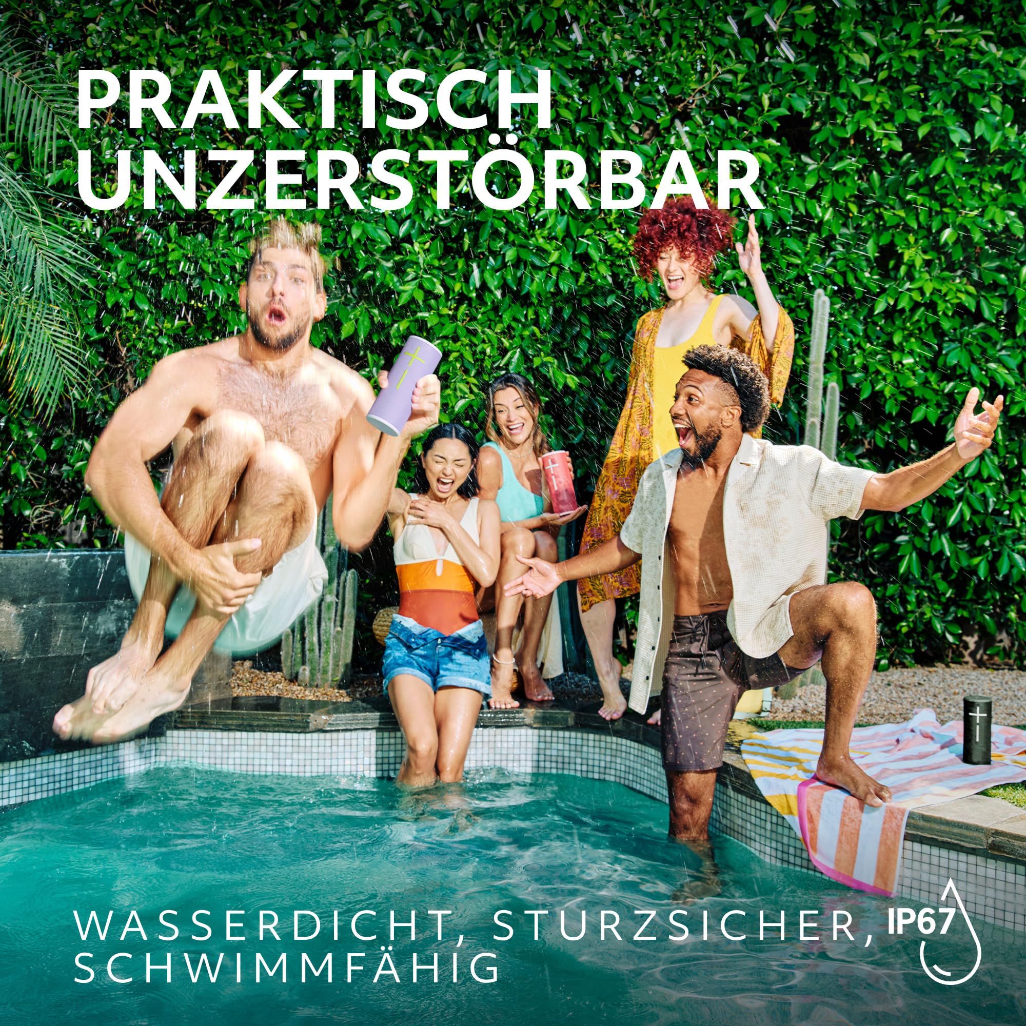 Ultimate Ears Boom 4 – mobiler, wasserdichter, schwimmfähiger Bluetooth-Lautsprecher mit kräftigem, intensivem, kristallklarem 360-Grad-Sound, 15-Stunden-Akku und 45m Reichweite - Schwarz