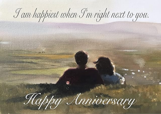 James Coates Husband or Wife Couple on Hillside Anniversary Card with Lovely Words, A5 Size