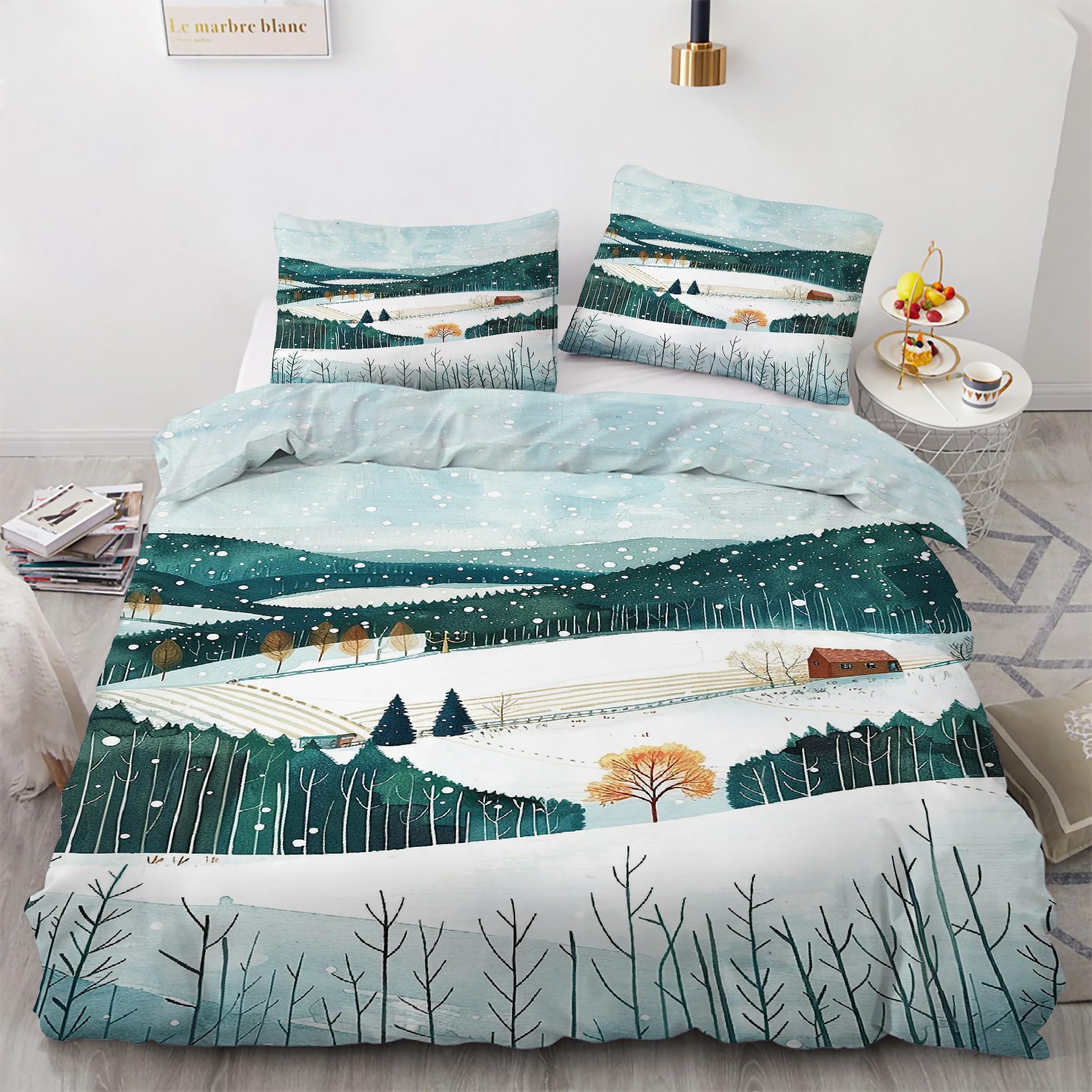 Parure flocon de neige 220x240 en microfibre douce avec fermeture éclair rapide
