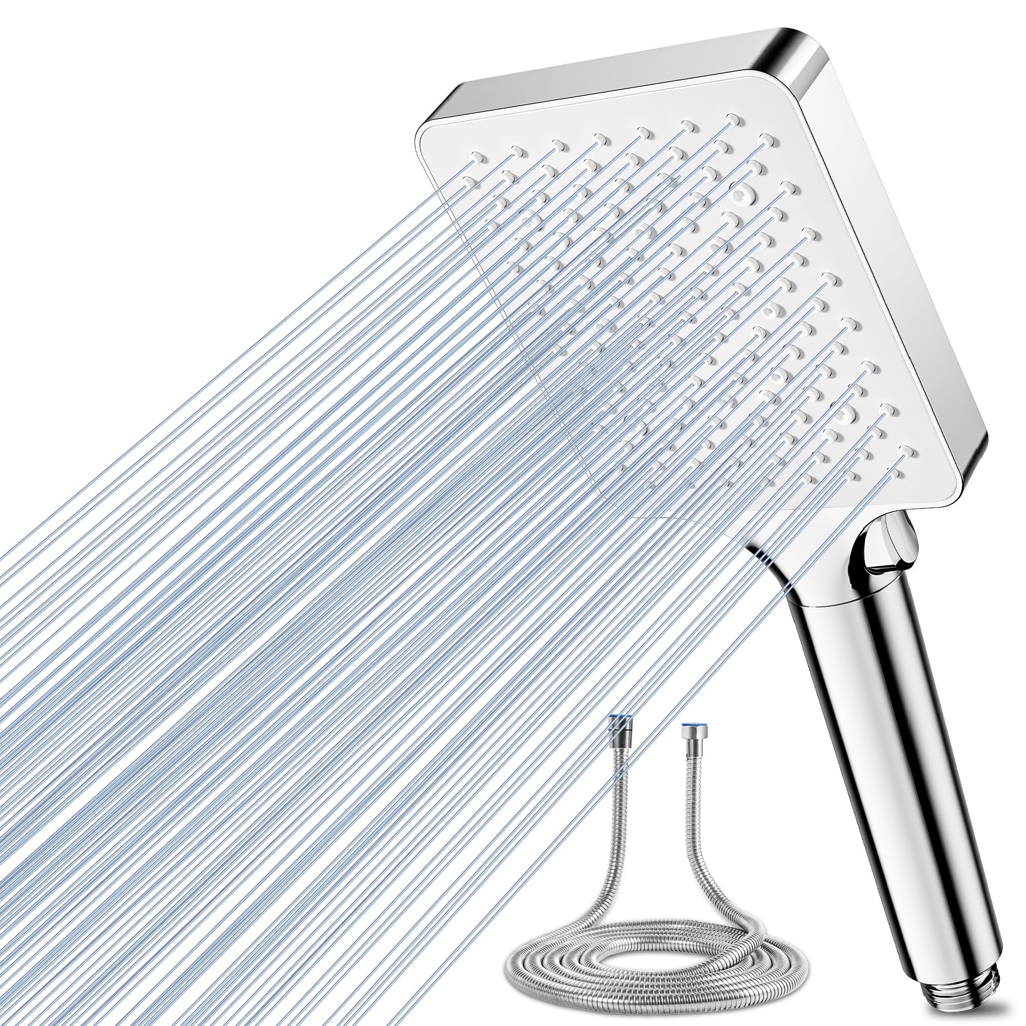 Magichome Shower Head and Hose 1.5m, High Pressure Shower Head with 6 Spray Modes, Universal Handheld Showerhead for Low Water Pressure