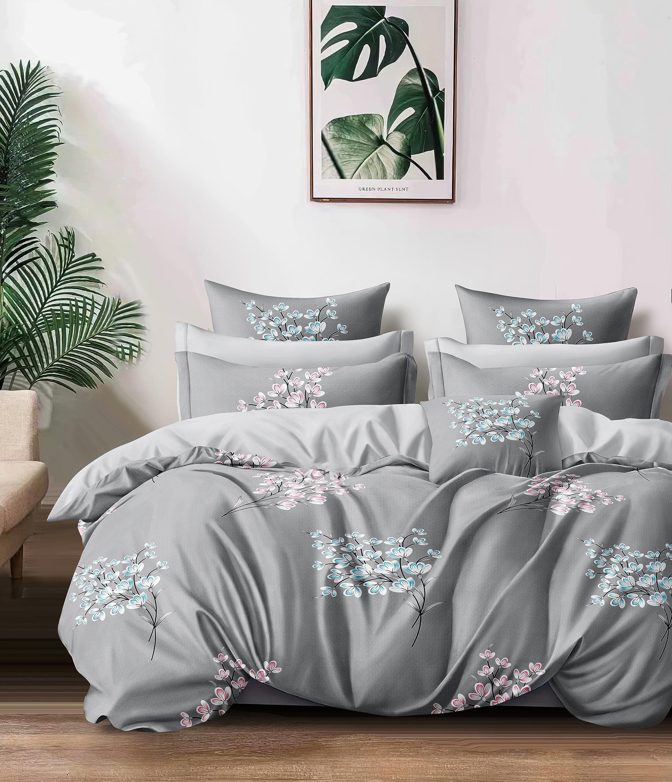Cortina Microfiber Queen Sheet Set - Leaf & Sky Blue -14 Cortina Microfiber Queen Sheet Set - Leaf & Sky Blue -14