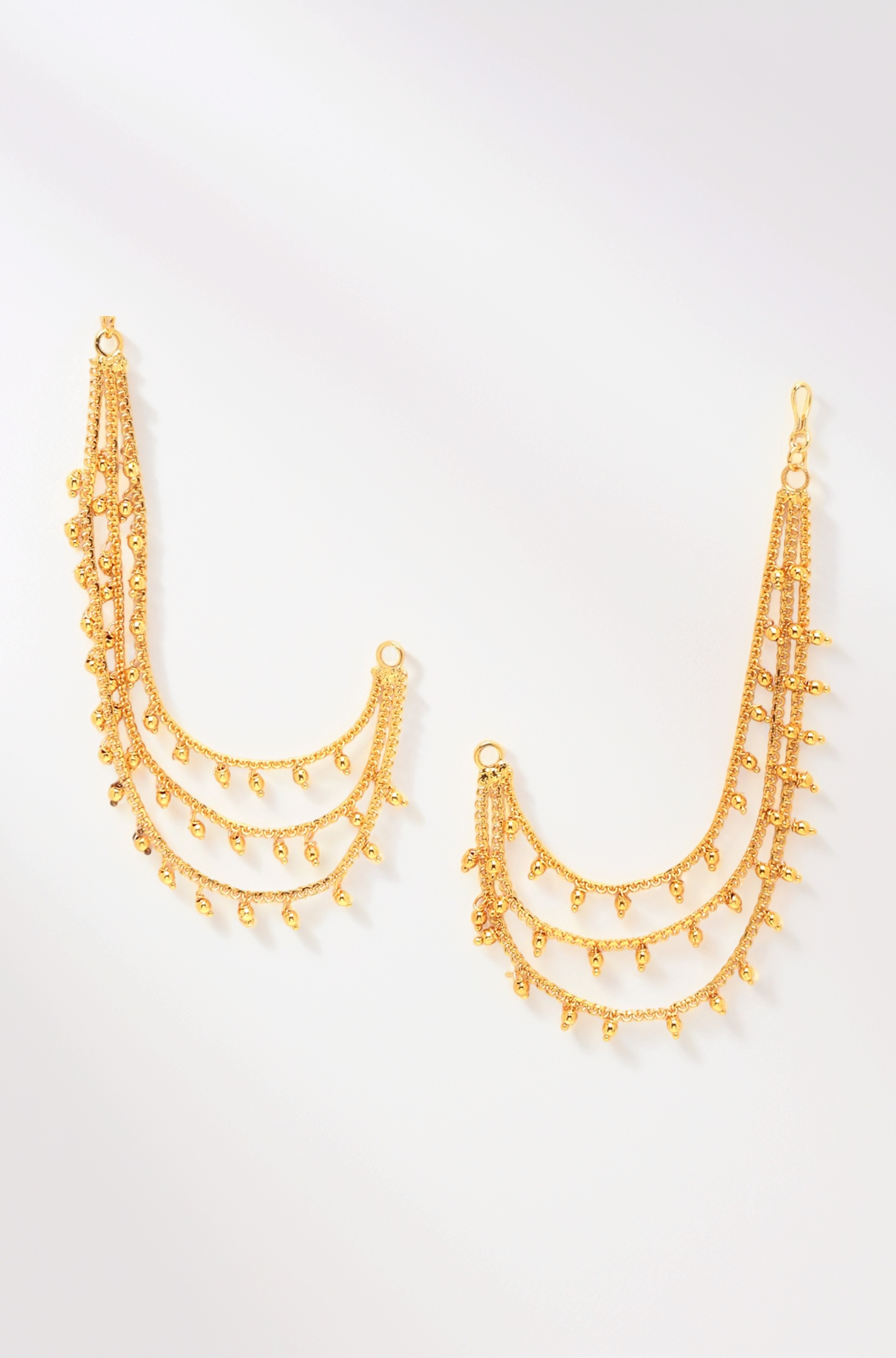 Traditional Brass 18 K Gold Plated Wedding Jewellery Bahubali Inspired Long Chain Jhumki Earrings for Women and Girl