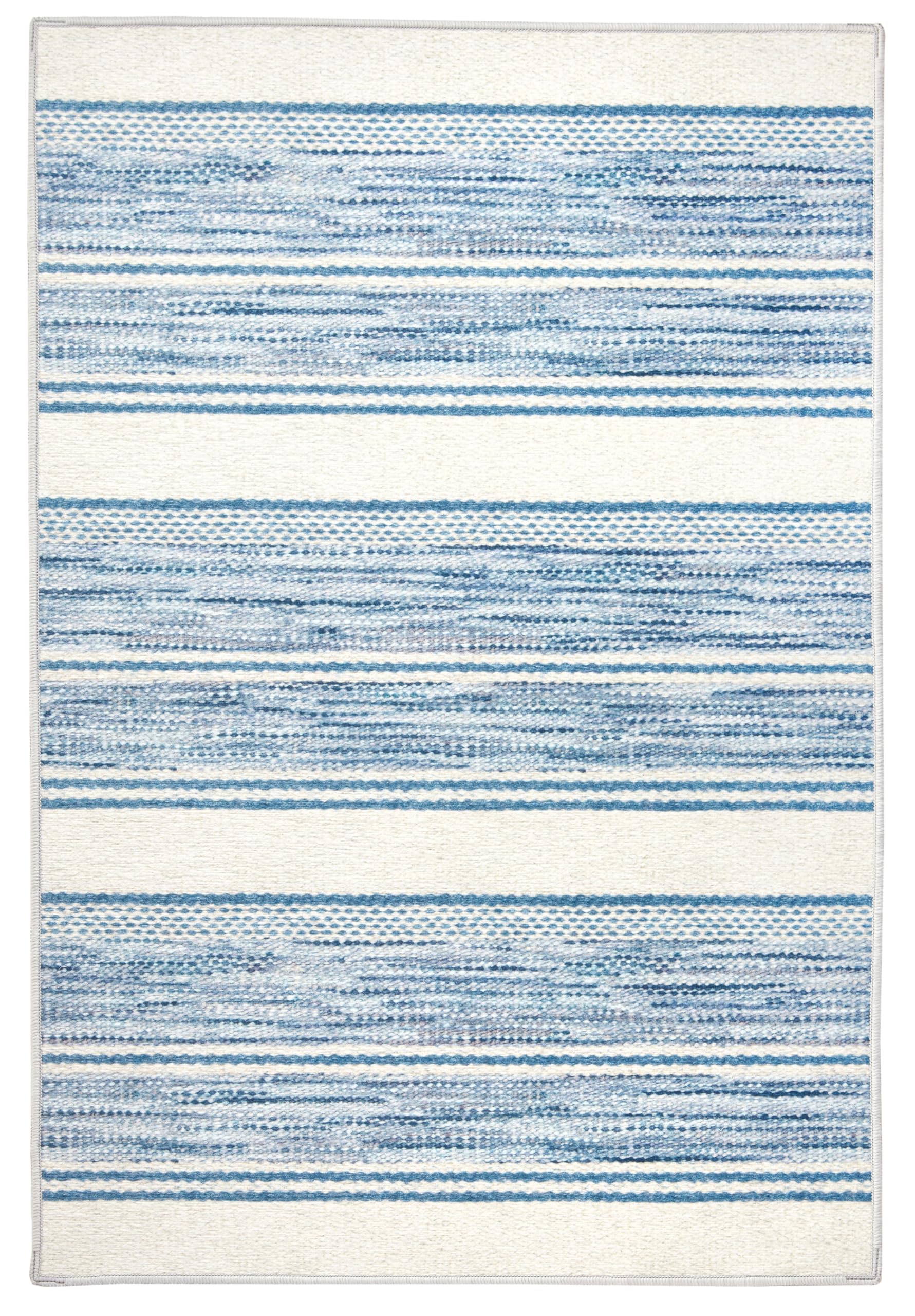 Dash & Albert Ellington Stripe Blue Machine Washable Rug, 2 X 3 Feet, Blue/Ivory Stripe Pattern
