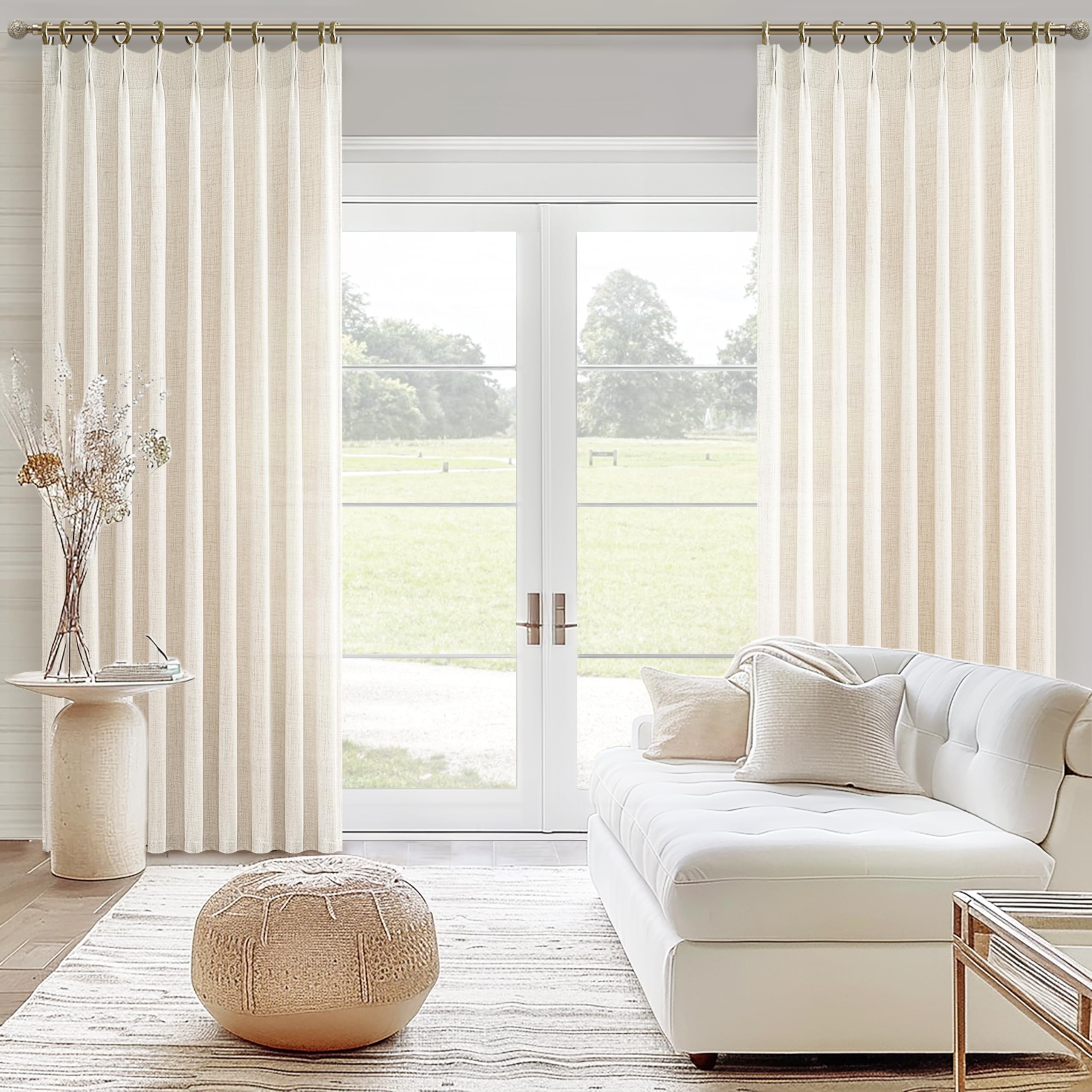 Colors アイボリープリーツカーテン　横120cm×縦203cm 2枚 Amazon.co.jp: PleatedDrapes エクストラロング 120インチ リビング