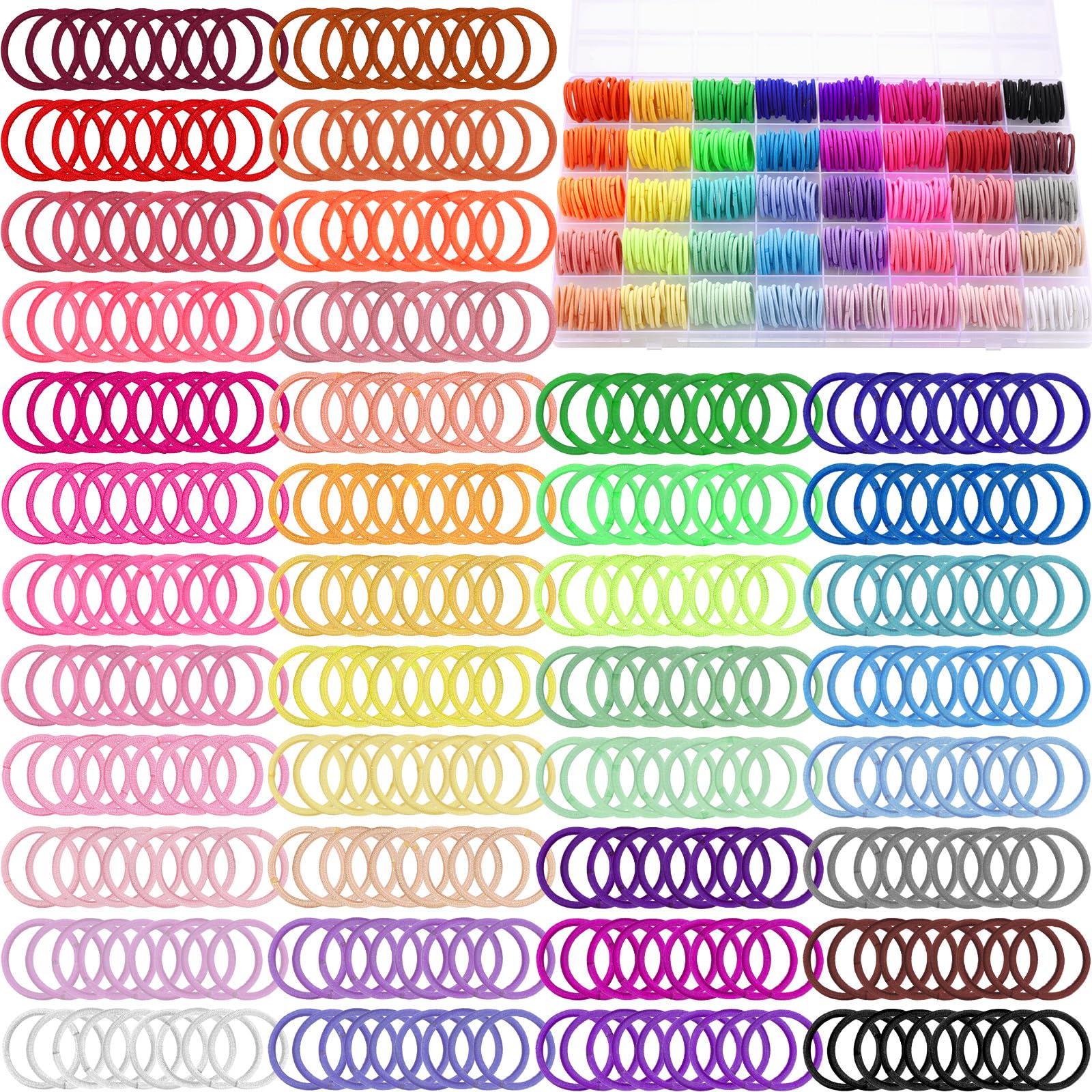 400Pcs Toddler Hair Bands, Funtopia 40 Colors Baby Hair Ties for Little Girls Colorful Small Hair Elastics