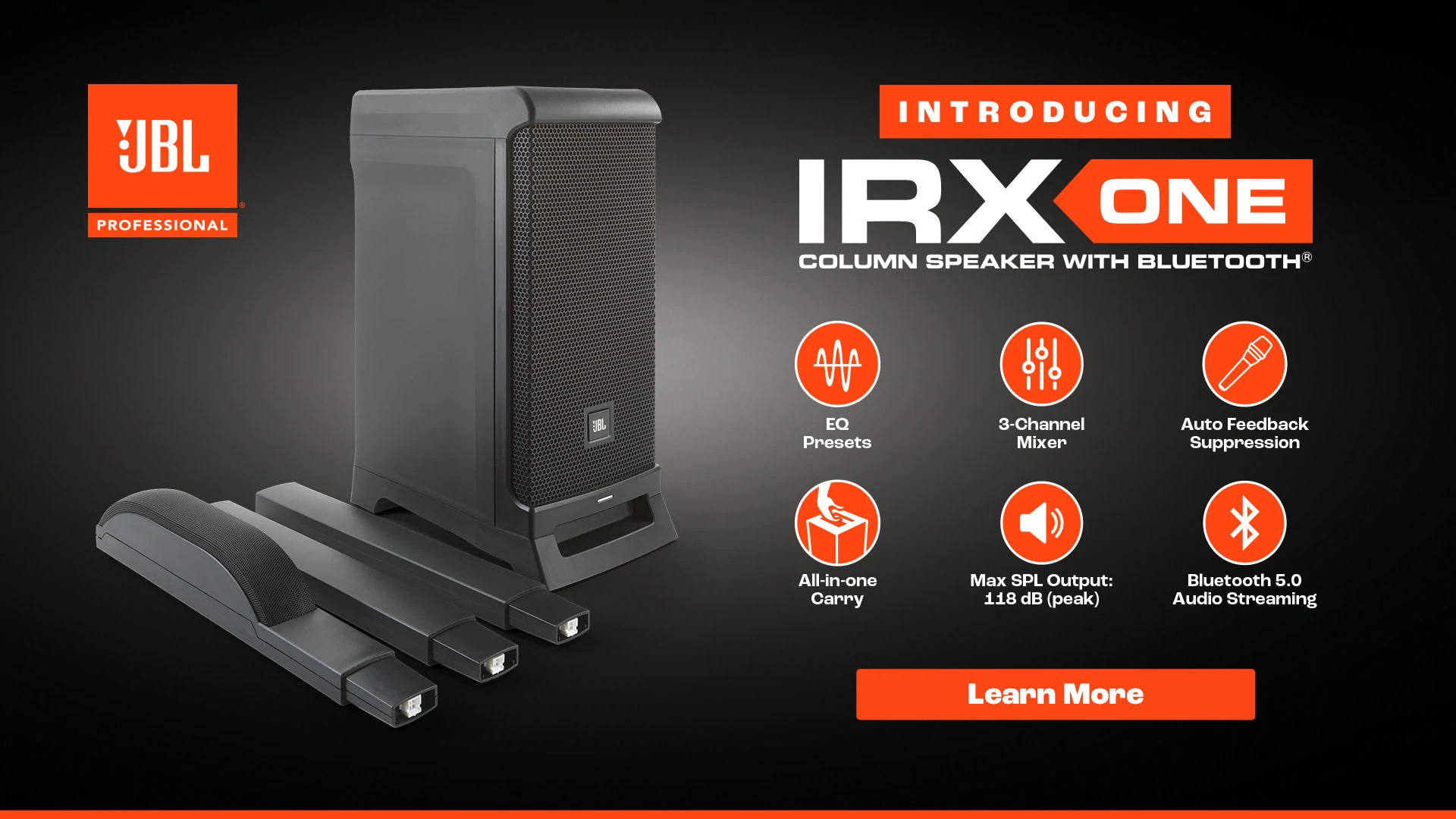 JBL Professional IRX ONE All-in-One Column PA with Built-In Mixer