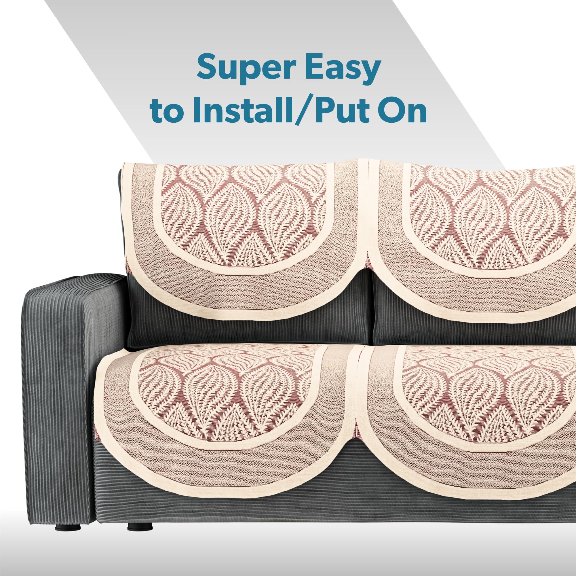 Stylish 5-Seater Sofa Covers - Maroon Cotton -7