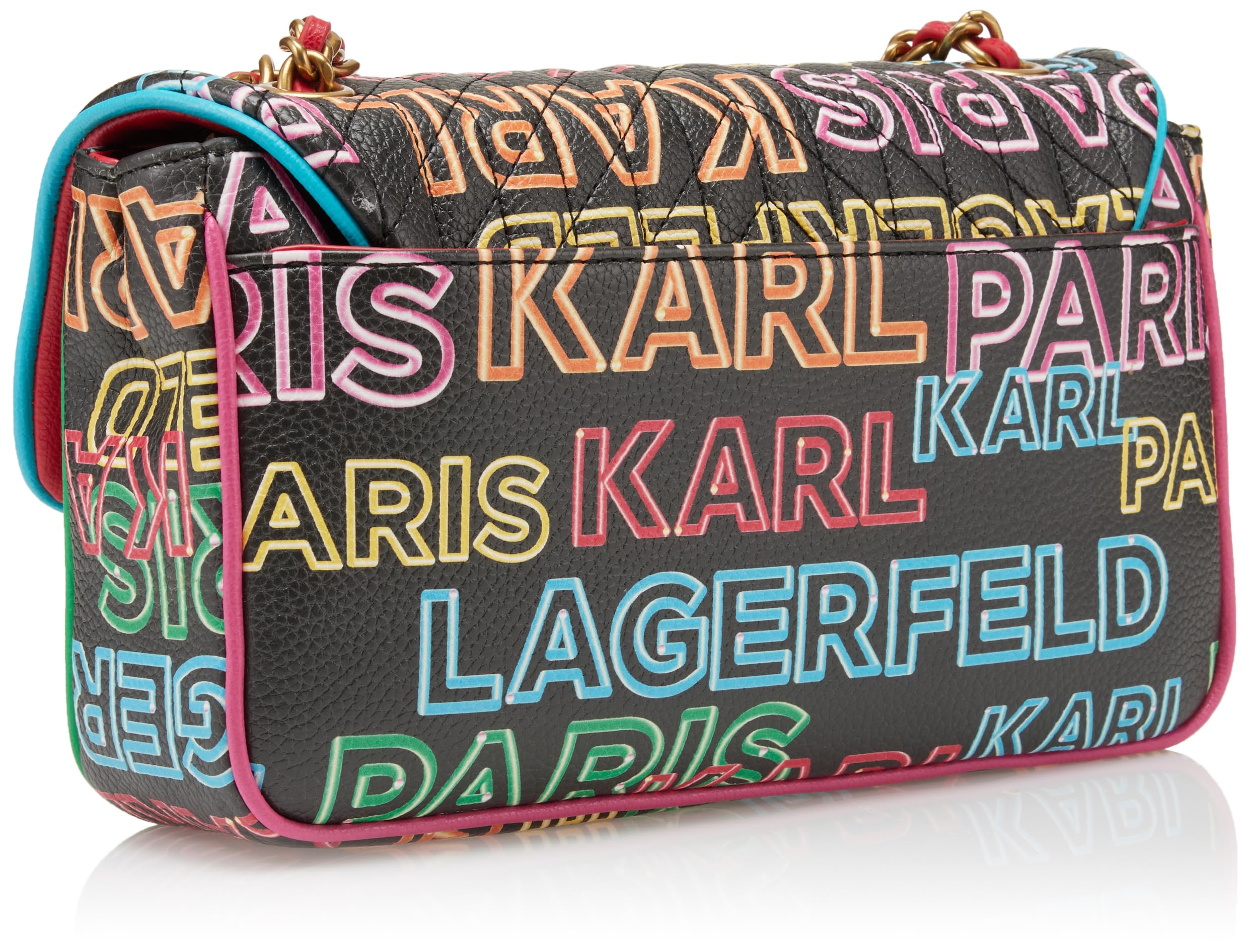 Karl Lagerfeld Paris Agyness Tweed Shoulder Bag, Black/NEON CITRIS