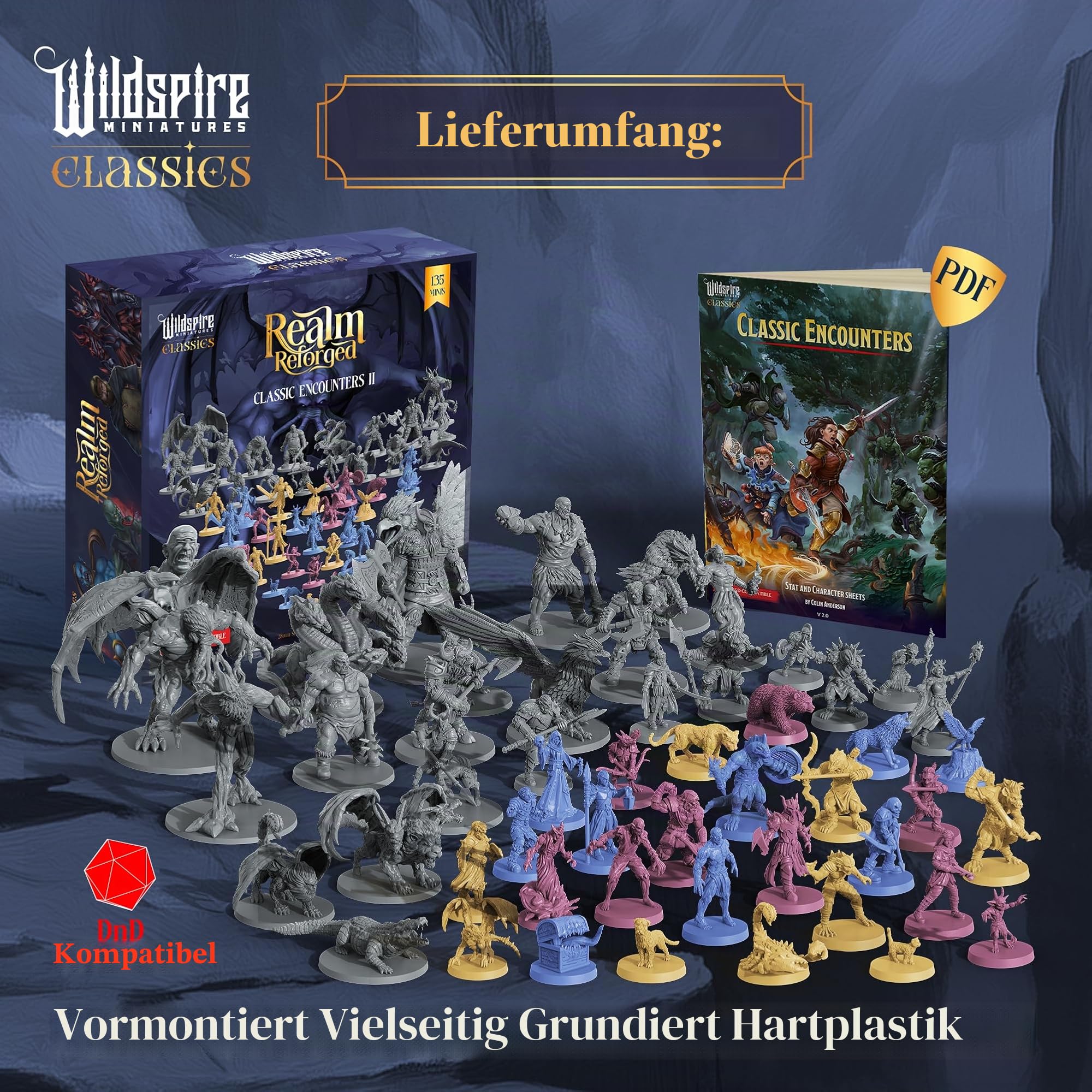 Classic Encounters II - 135 Monsters & Encounters for DND Miniatures Bulk & Dungeons Dragons | 28mm Unpainted DND Minis | D&D Figures Miniatures for RPG Tabletop Gaming | Pathfinder I Realm Reforged