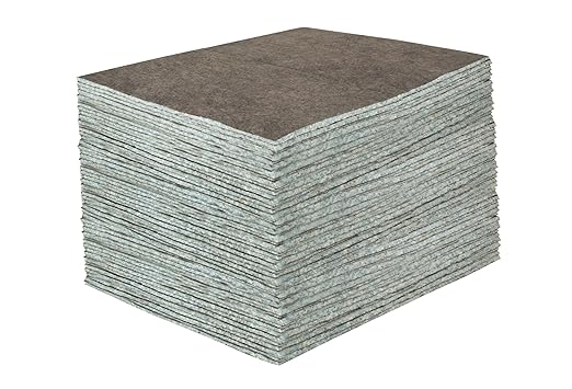 Sellars 23200 ToolBox DuraSoak Fiber Medium Duty General Purpose Absorbent Pad, 30.3 Gallon Absorbancy, 19" Length x 15" Width, Gray (Case of 100)