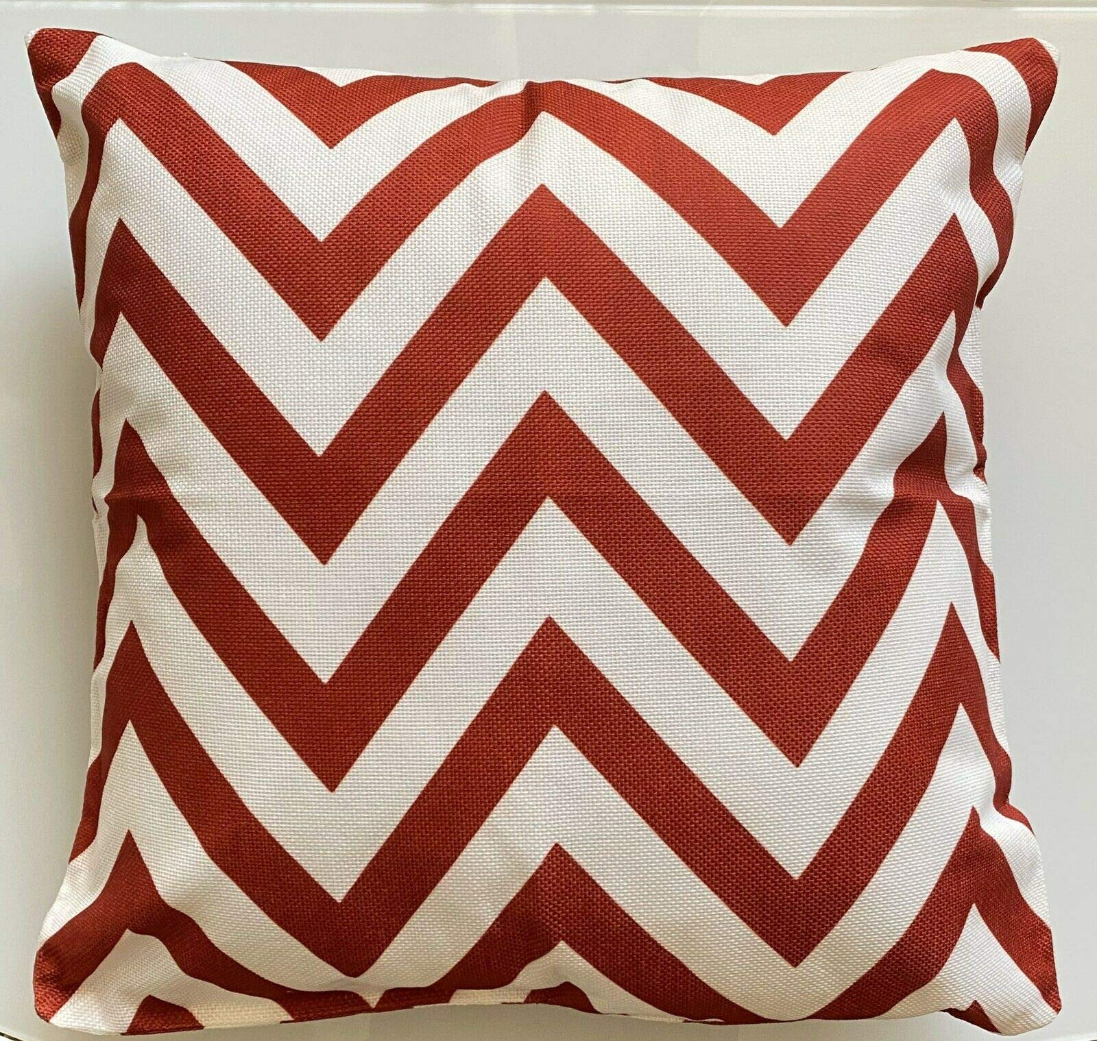 Coussin chevron zig zag géométrique lot de 4 garni terre cuite 43x43cm