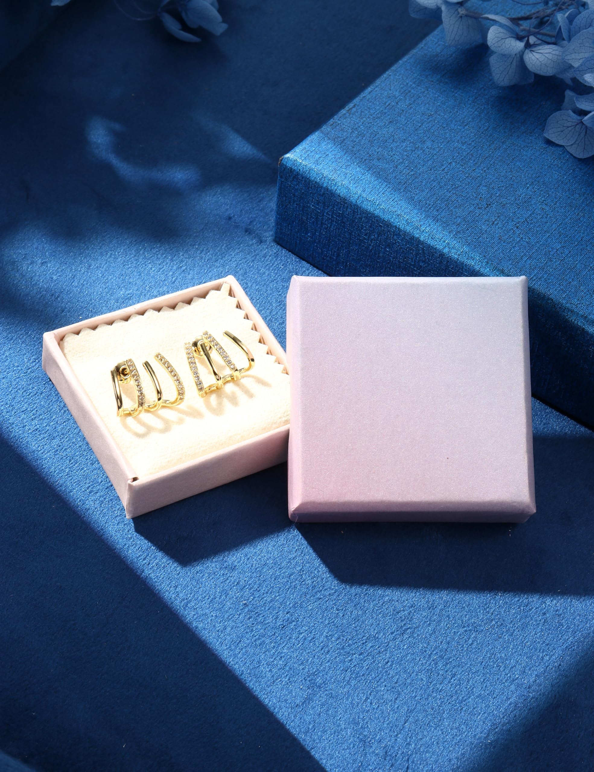 Sexy Outfit Pendiente de aro Doble Huggie de Plata de Ley para Mujer, Oro de 14 Quilates, para un Agujero, circonita cúbica, hélice de cartílago para Adolescentes y niñas