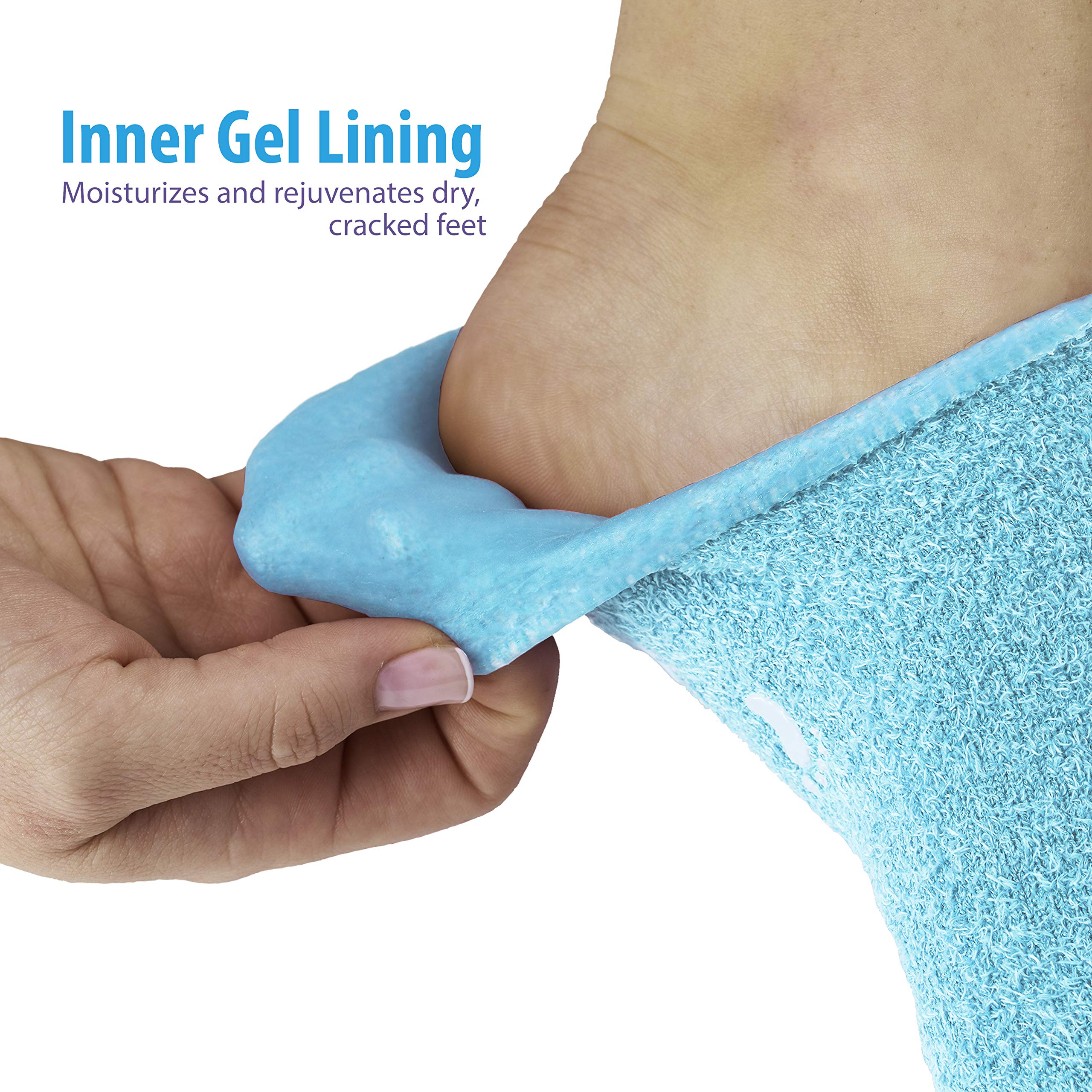NatraCure Moisturizing Gel Socks (Helps Dry Feet, Cracked Heels, Dry