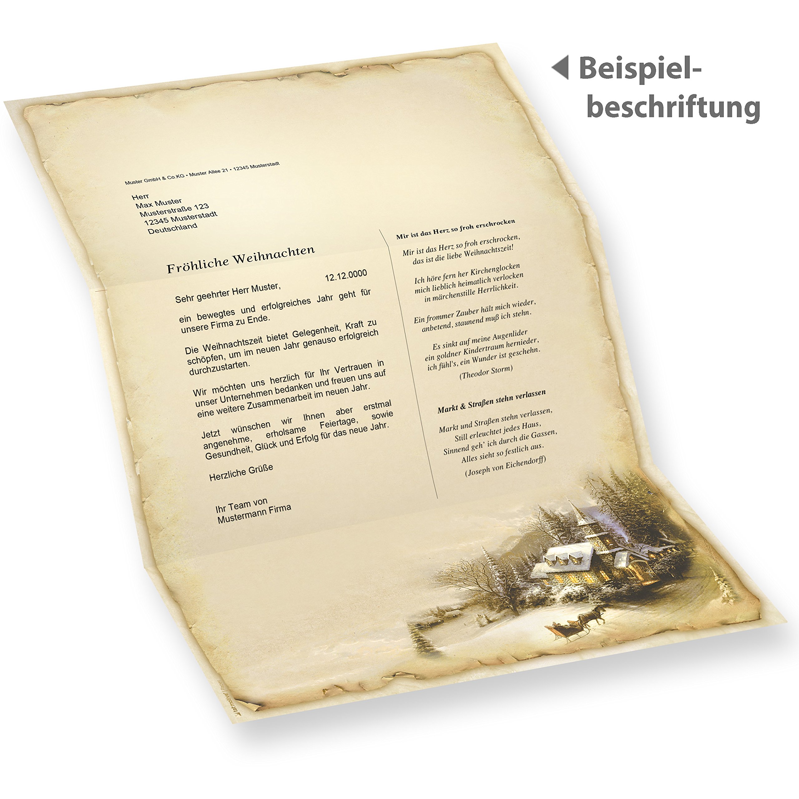 WINTERIDYLLE Weihnachtsbriefpapier (500 Blatt) Weihnachtliches Papier DIN A4 Briefpapier Weihnachten