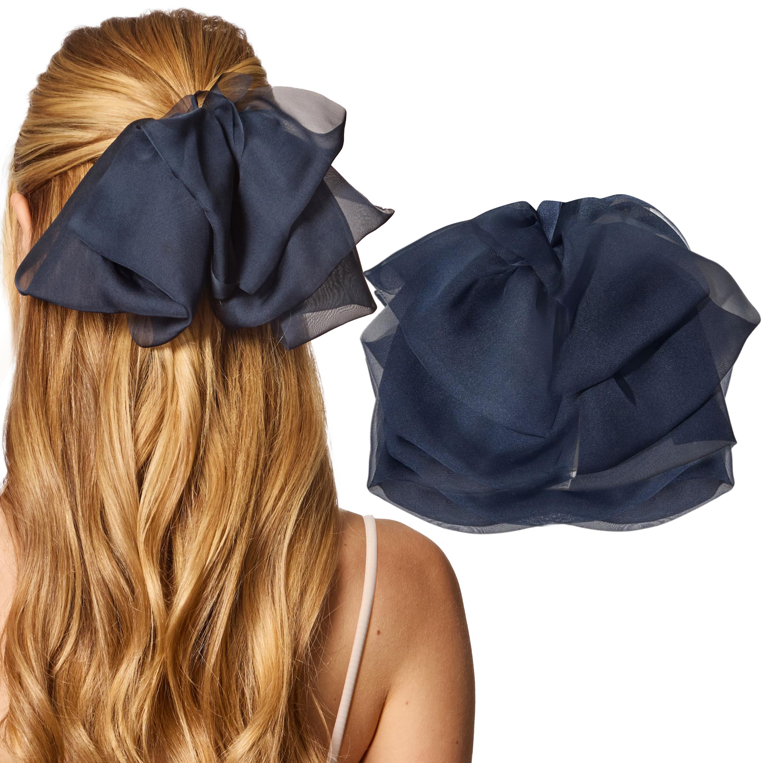Brianna Cannon Elegant Navy Blue Embellished Hair Bow ??️The ultimate Halloween set is here! Whether your trick  main image 3