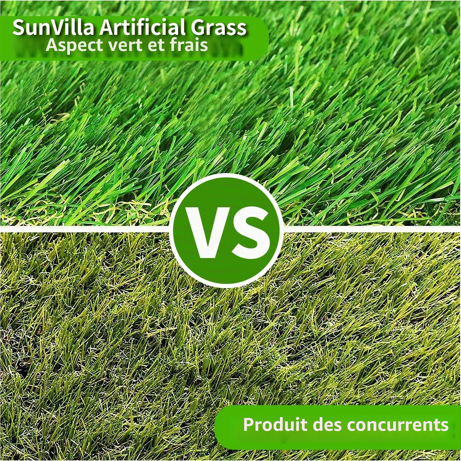 SunVilla Tapis de gazon artificiel réaliste pour intérieur/extérieur pour chiens, 3 x 4 m, tapis d'apprentissage de la propreté et remplacement pour jardin, pelouse, paysage, terrasse, fausse herbe