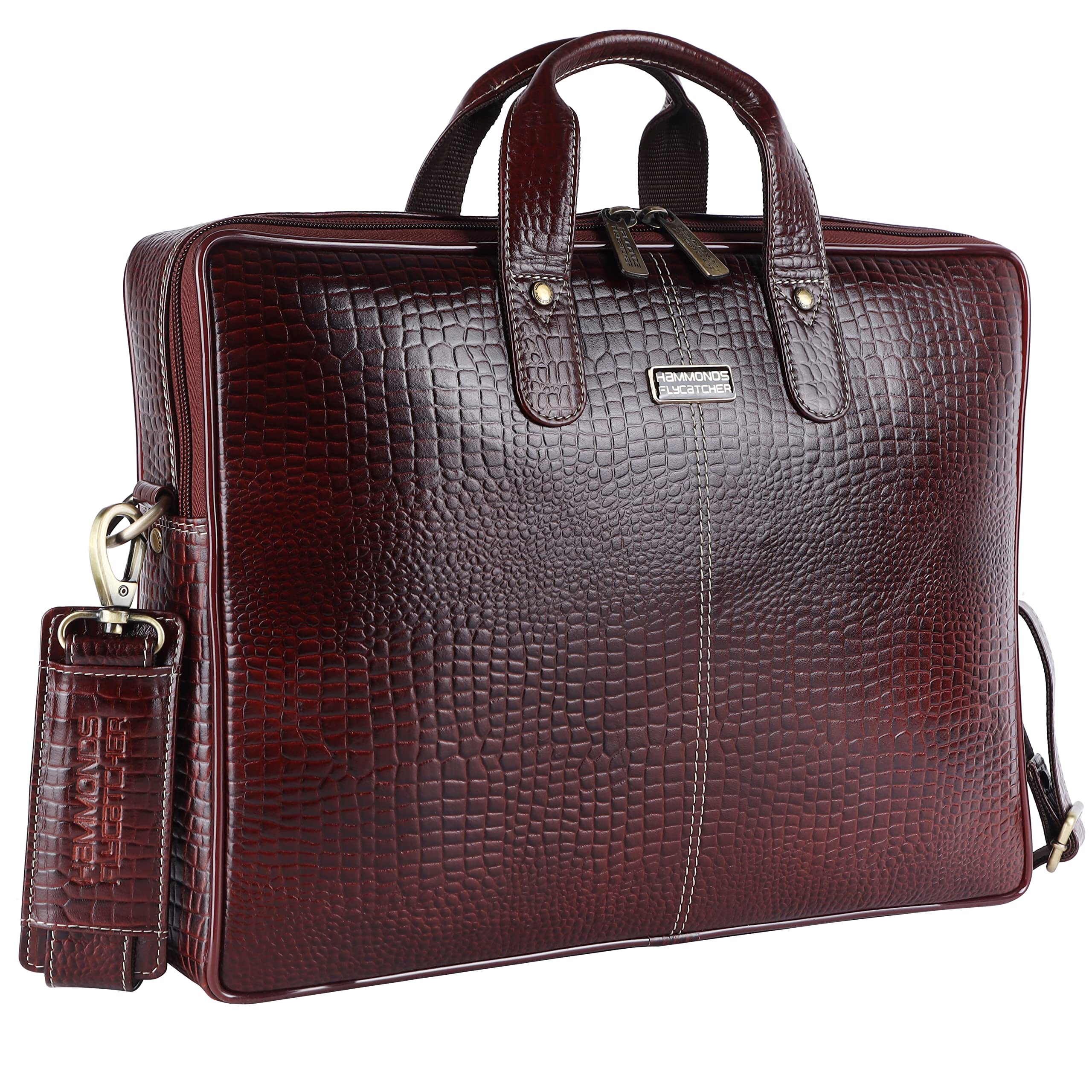HAMMONDS FLYCATCHER Original Bombay Brown Leather 15.6 inch Messenger Bag|Padded Laptop Compartment|Office Bag (L=40,B=8,H=30 cm) LB106