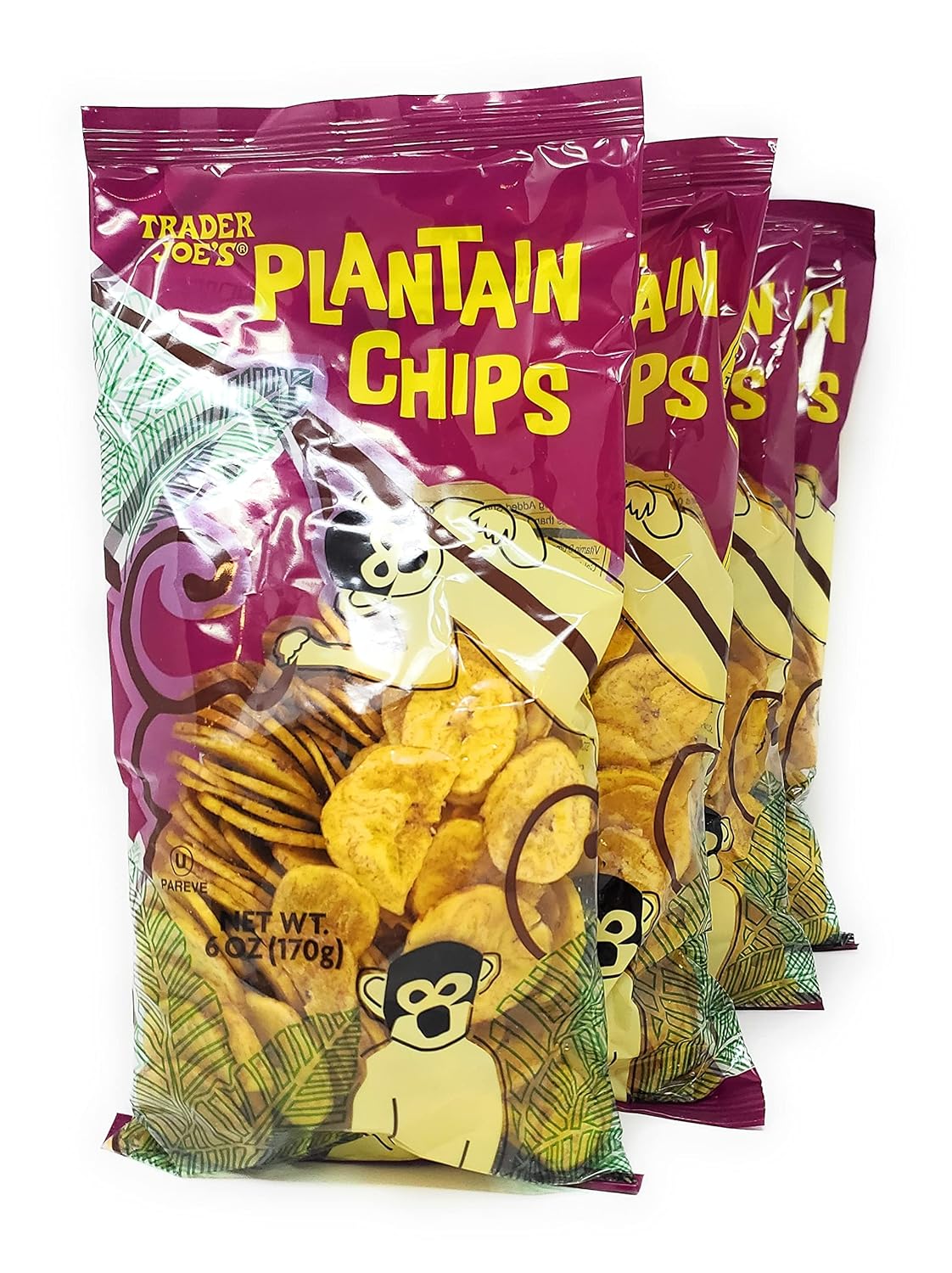 Trader Joe's Plantain Chips Net Wt 6 Oz (170g) Pack of 4