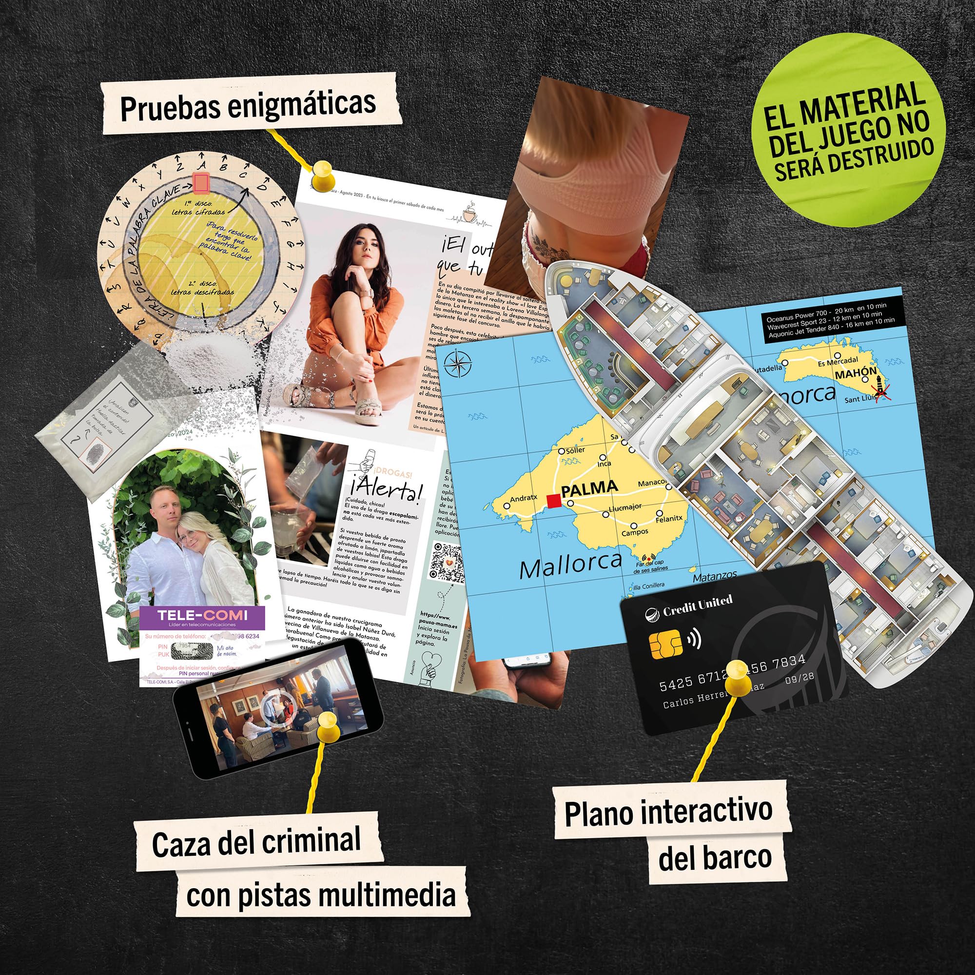 Hidden Games Escena del Crimen: Una Travesía Fatal, crimenes imperfectos, Exit Juego de Mesa de Misterio y Detectives cooperativo en el mar, 1-6 Jugadores, a Partir de 14 años, en español.