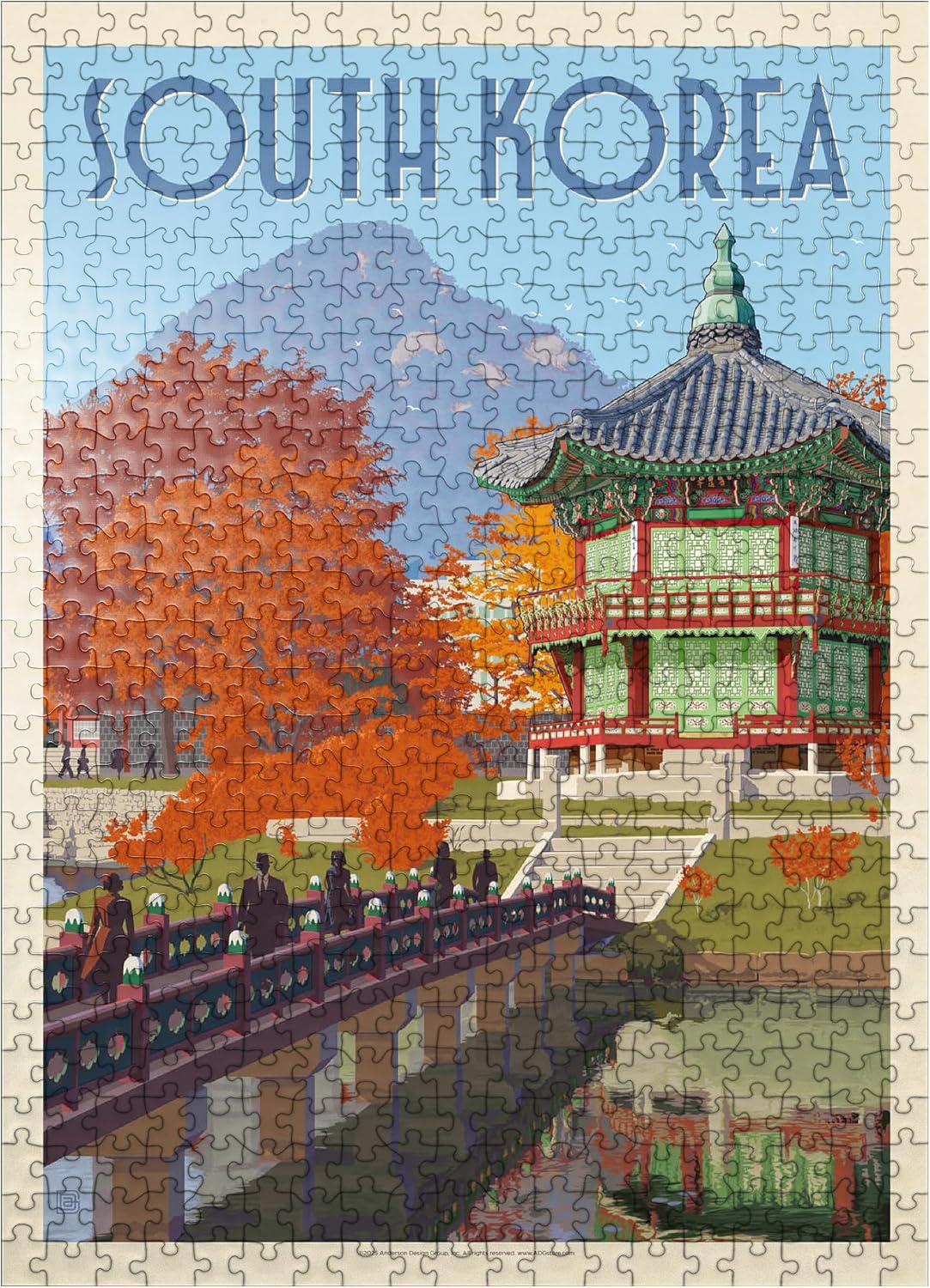 MyPuzzle South Korea, Seoul: Gyeongbokgung Palace, Vintage Poster - Premium 500 Piece Jigsaw Puzzle for Adults
