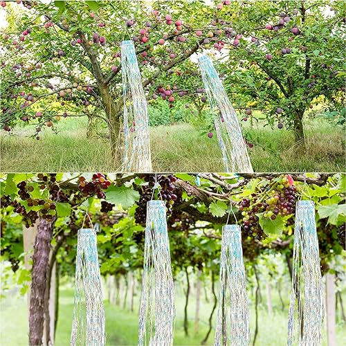 Miniatura 7 de Lewtemi 4 calcetines de viento para exteriores, resistentes, holográficos, plateados, con gancho giratorio para exteriores, patio, jardín, patio,