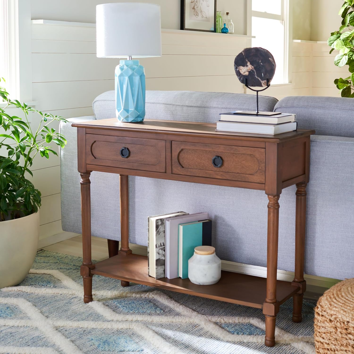 Safavieh Home Collection Allura Brown 2-Drawer Bottom Shelf Console Table