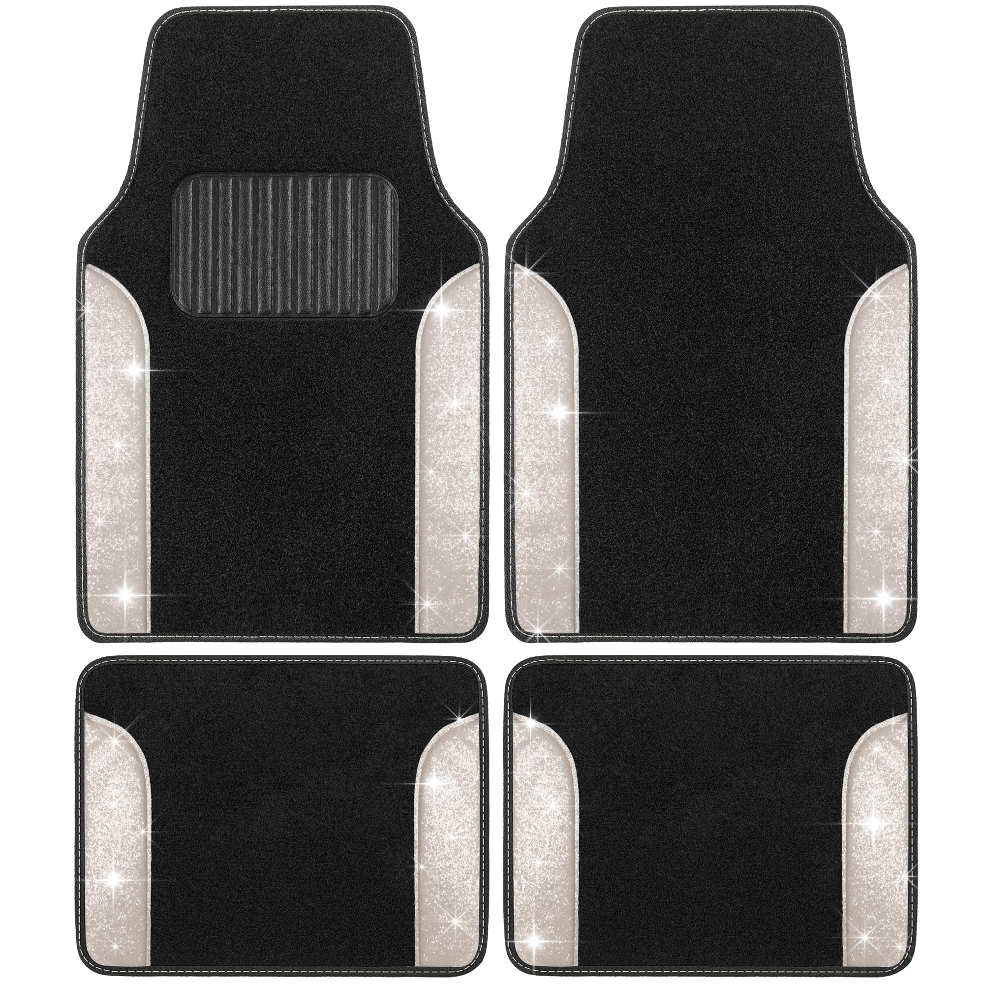 Photo 1 of Carbella Glitter Bling Car Mats 4-Piece Set, Two-Tone White Pearl