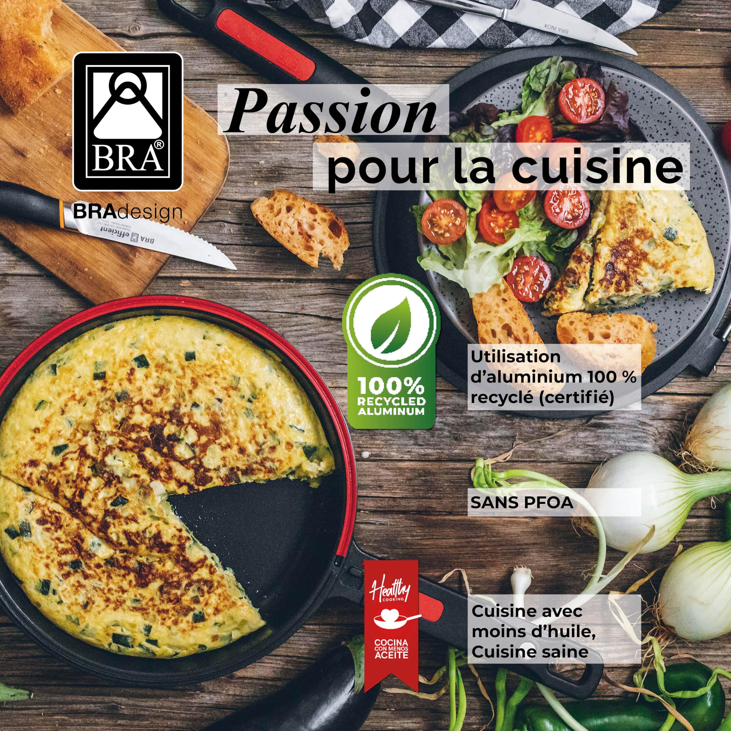 BRA Premiere | Batterie de cuisine 7 pièces en fonte d’aluminium avec revêtement antiadhésif, tous feux dont induction