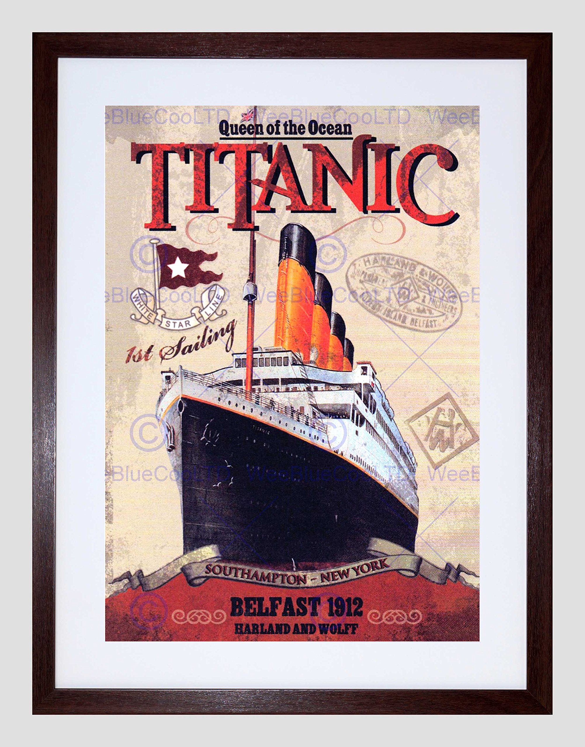 Wee Blue Coo Travel Transport Titanic Liner Disaster Queen Ocean Framed Wall Art Print