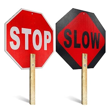 OLANZU Slow/Stop Sign Double Sided 12