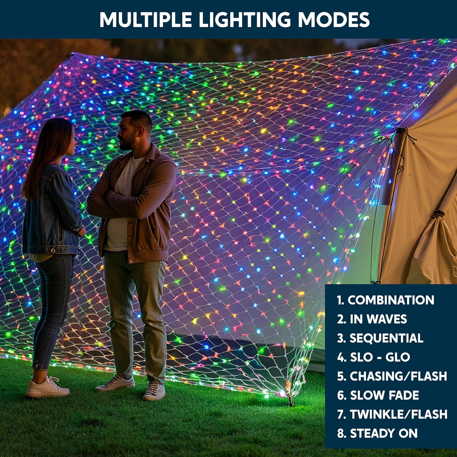 JOYIN 200 LED Christmas Net Lights, 6.5X 10FT Christmas Mesh Lights with 8 Modes, Connectable, Waterproof for Bushes Trees Yard Indoor Outdoor Xmas Decorations (Multicolor)