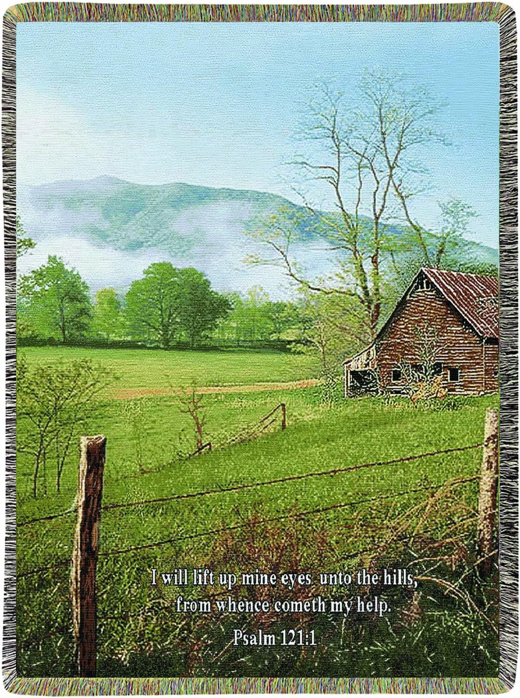 Manual Inspirational Collection Tapestry Throw with Verse, I Lift My Eyes, 50 X 60-Inch