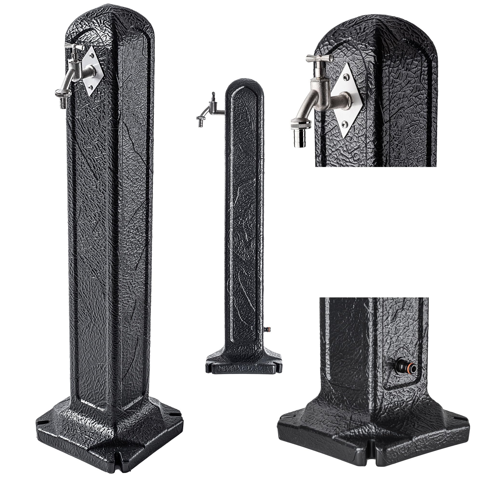 KADAX Słupek wodny ogrodowy z kranem antracyt, wolnostojący montaż, odporność na warunki atmosferyczne, szybki dostęp do wody podczas podlewania i prac w ogrodzie