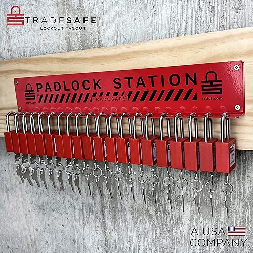 Miniatura 8 de TRADESAFE Estación de bloqueo de etiquetado - Estación Loto para candados de bloqueo de seguridad, estante de cerraduras Loto, incluye 20 cerraduras